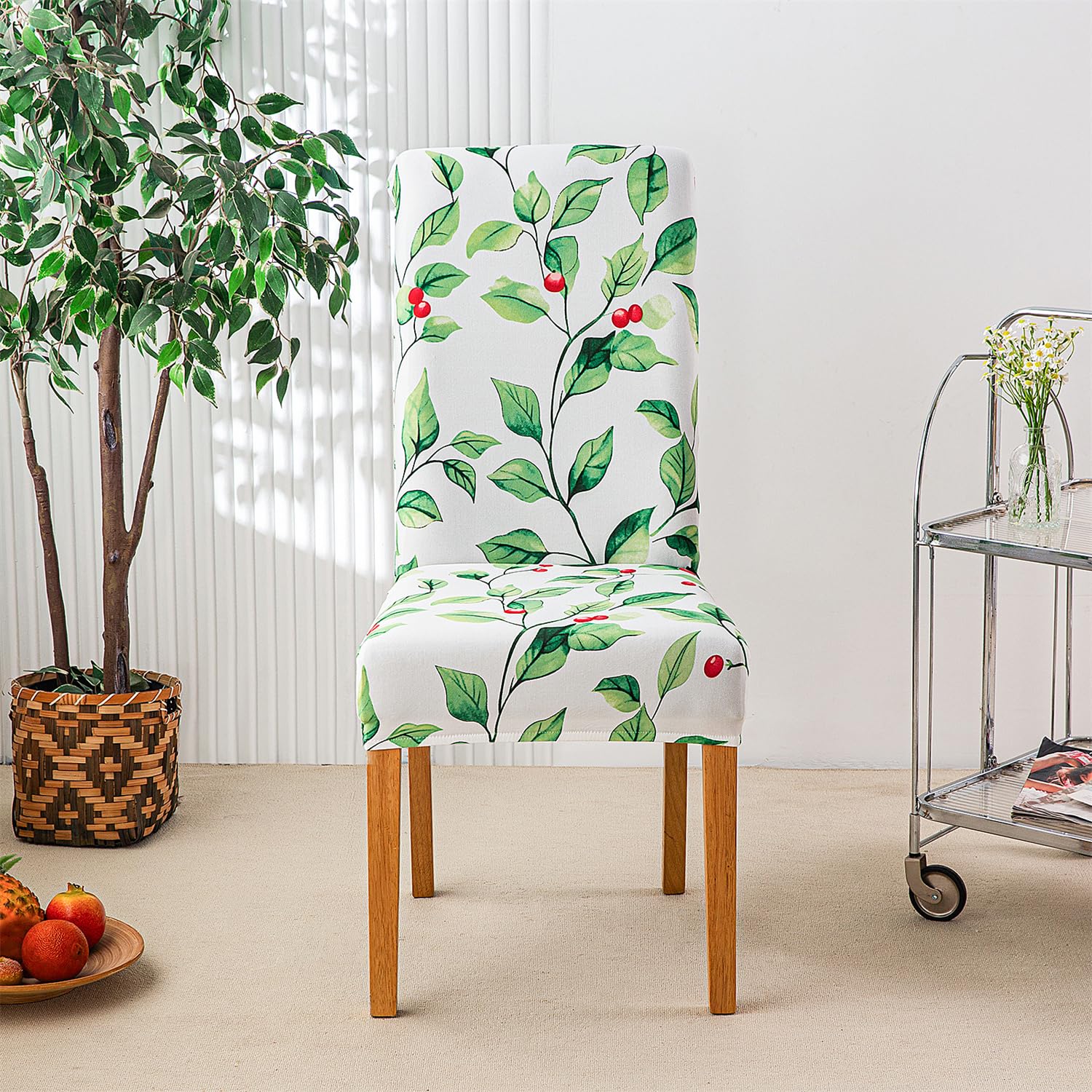HZDHCLH Chair Covers Slipcovers 4/6 PCs Stretch Removable Washable Short Dining Chair Protector Cover Seat for Hotel,Dining Room,Ceremony (Full of greenery,6 PCS) - Image 3
