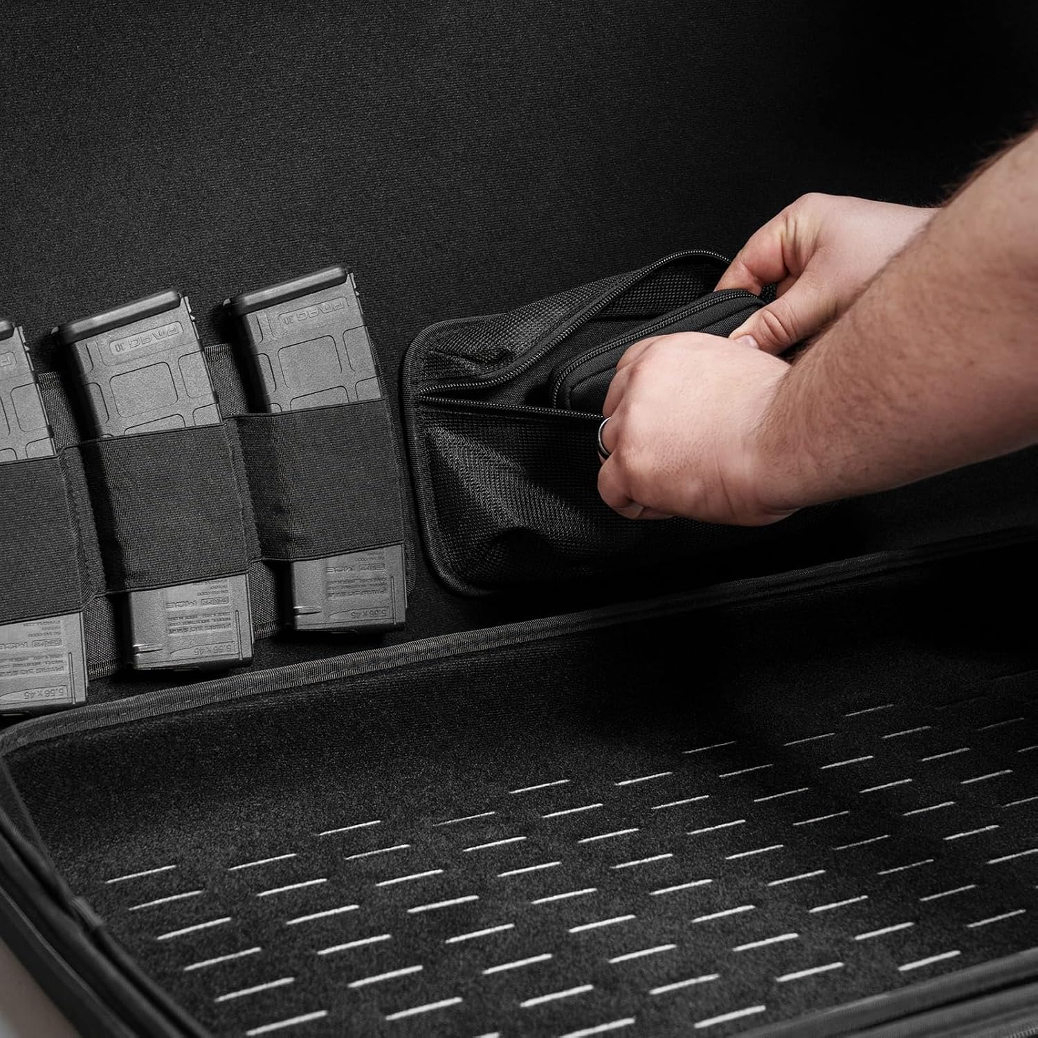 GRITR Hook-Backed Admin Pouch - Mesh Panel EDC Organizer | 600D Oxford, Mesh Front Panel, Hook Backing, Secure Zipper - for Range Gear, Medical Supplies, Travel Items & Electronics