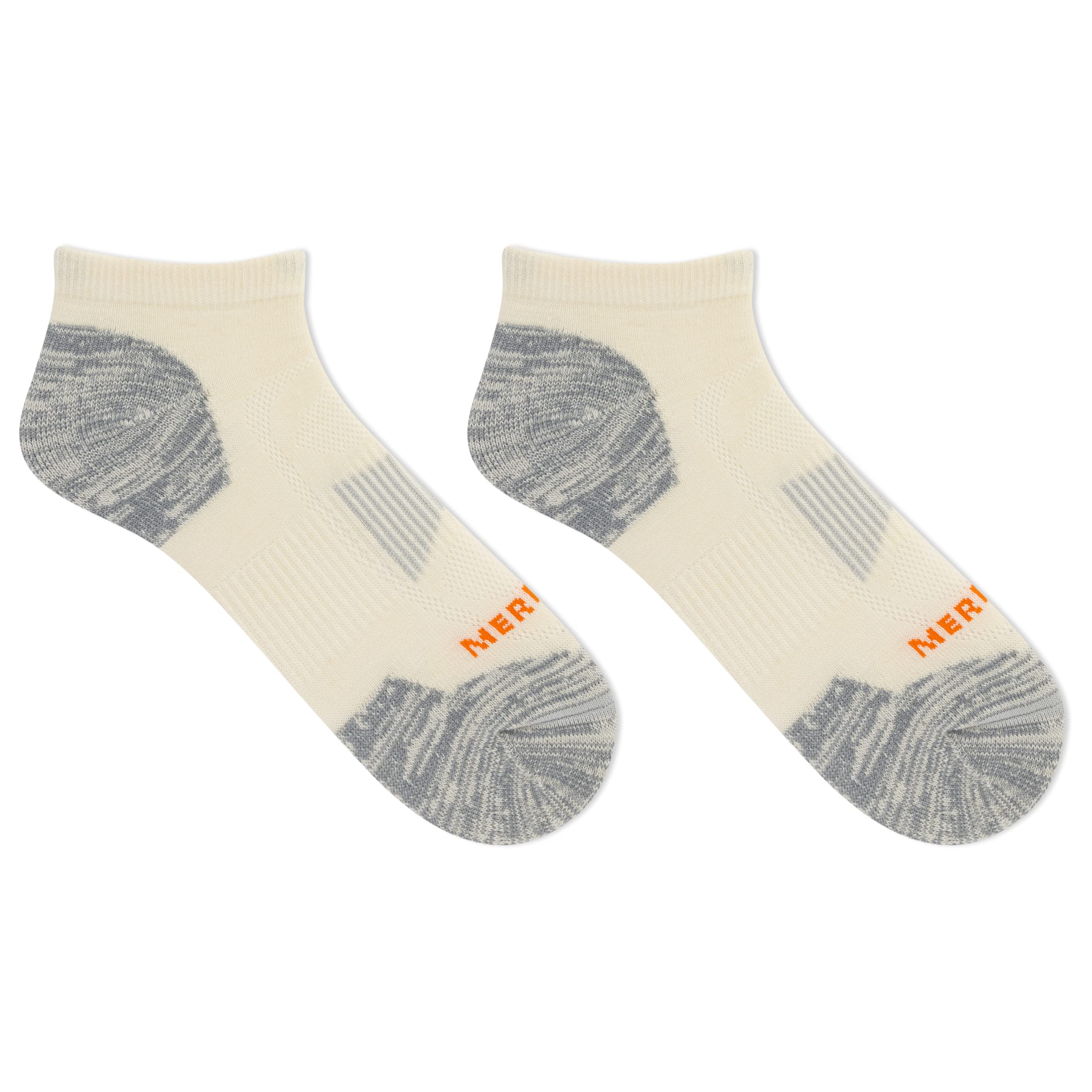 Merrell Men's And Women's Zoned Cushioned Wool Hiking Low Cut Socks-Breathable Arch Support Calzini, Bianco (Whisper White), X-Large Unisex-Adulto