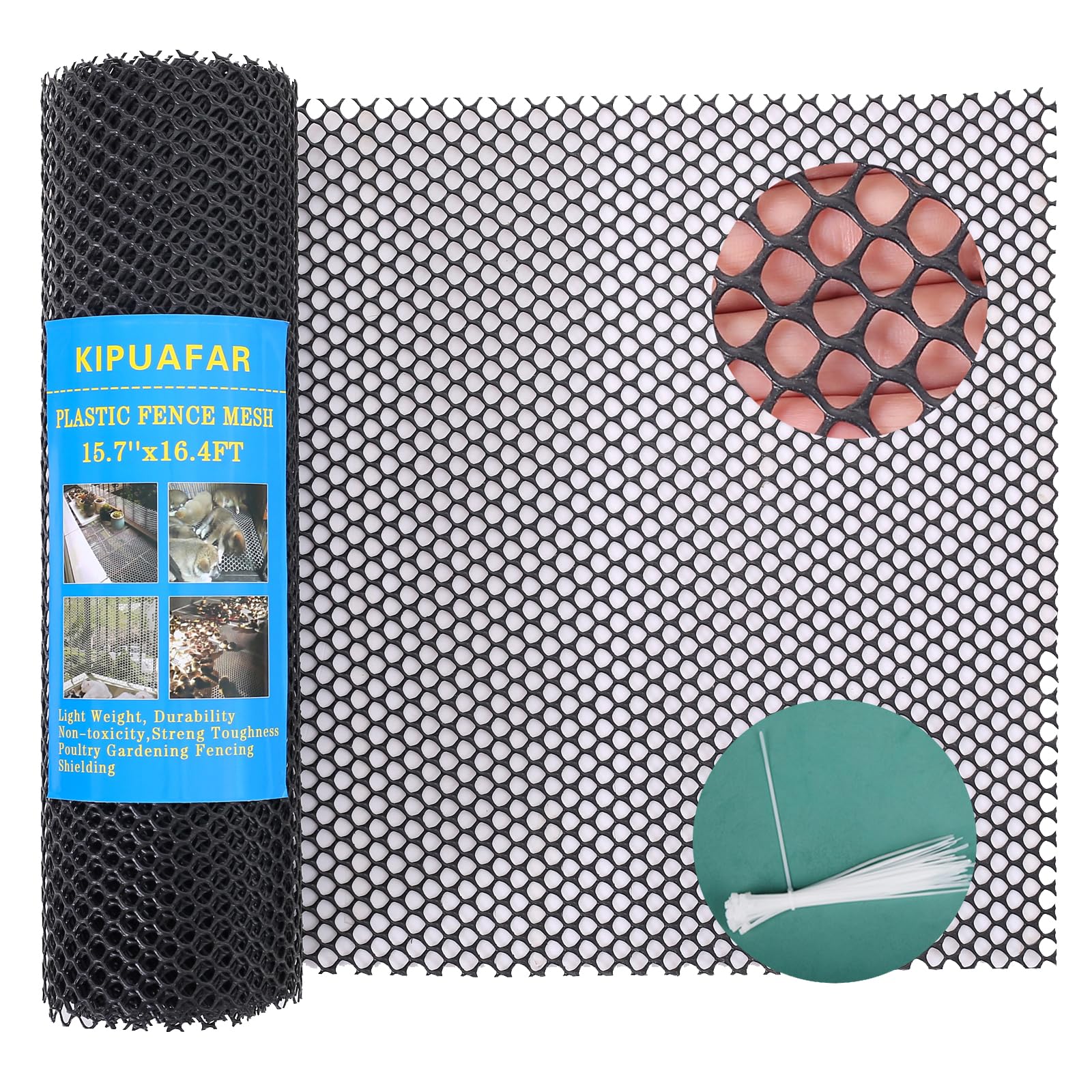 Pet Proof Barrier Net, Black Plastic Chicken Wire Mesh Fencing 40CM*5M, Balcony Cat Safety Net & Garden Snake Barrier, Heavy Duty Protection for Chicken Coops, Rabbit Hutches, Dog Kennels