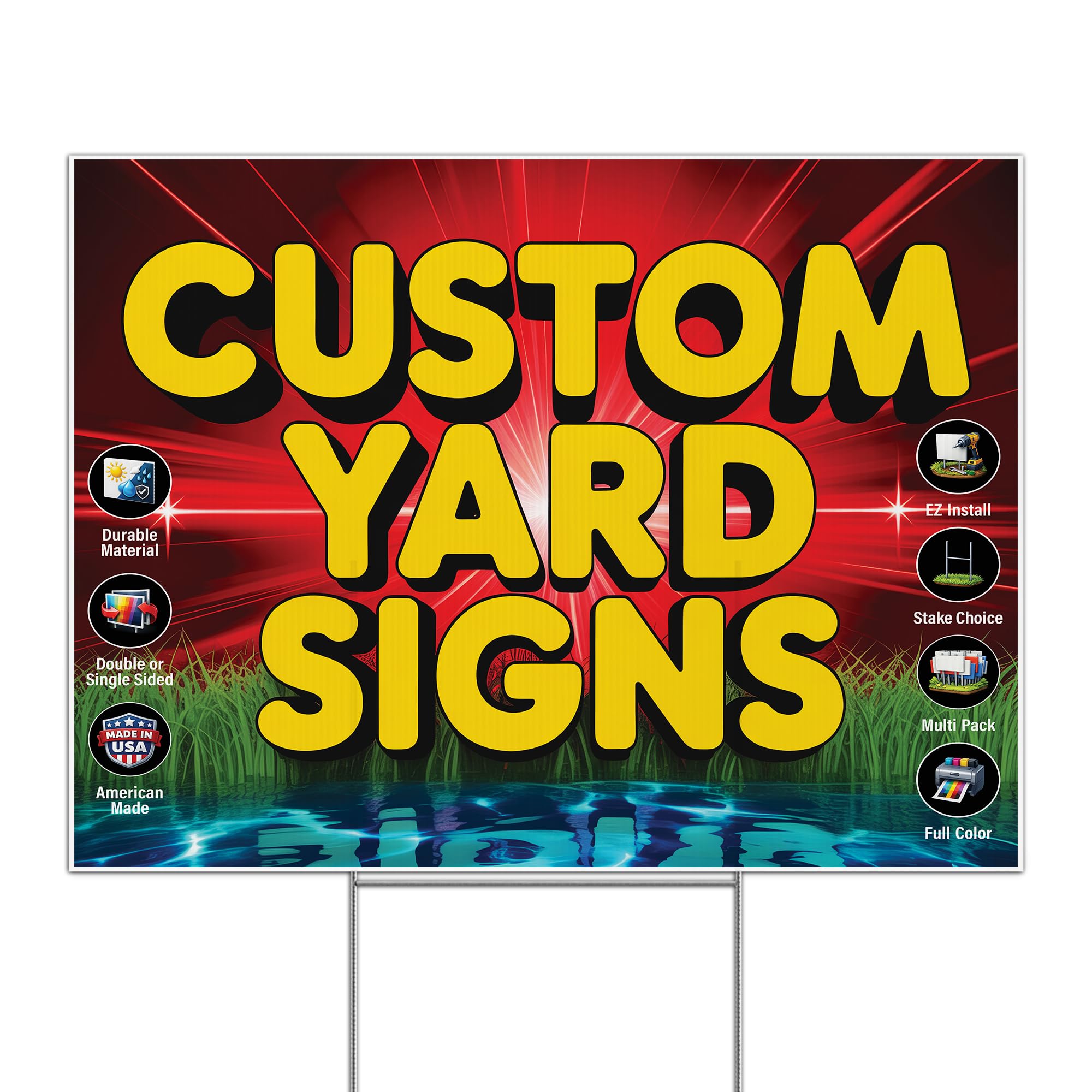 Custom Yard Signs 24x18 10-Pack with Stakes