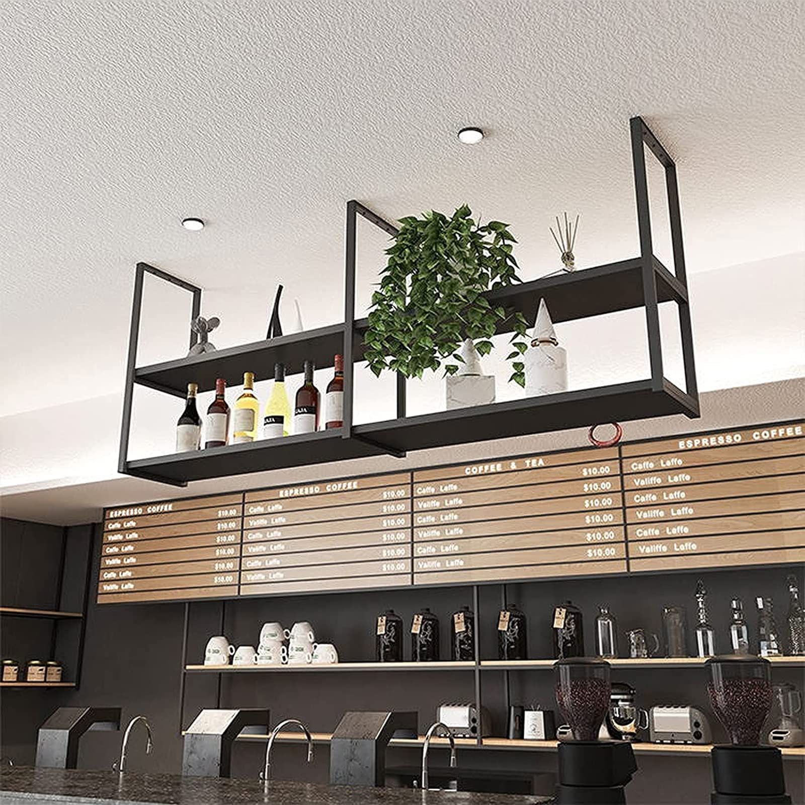 Étagère industrielle à 2 couches DASHADAO pour bouteilles et plafond