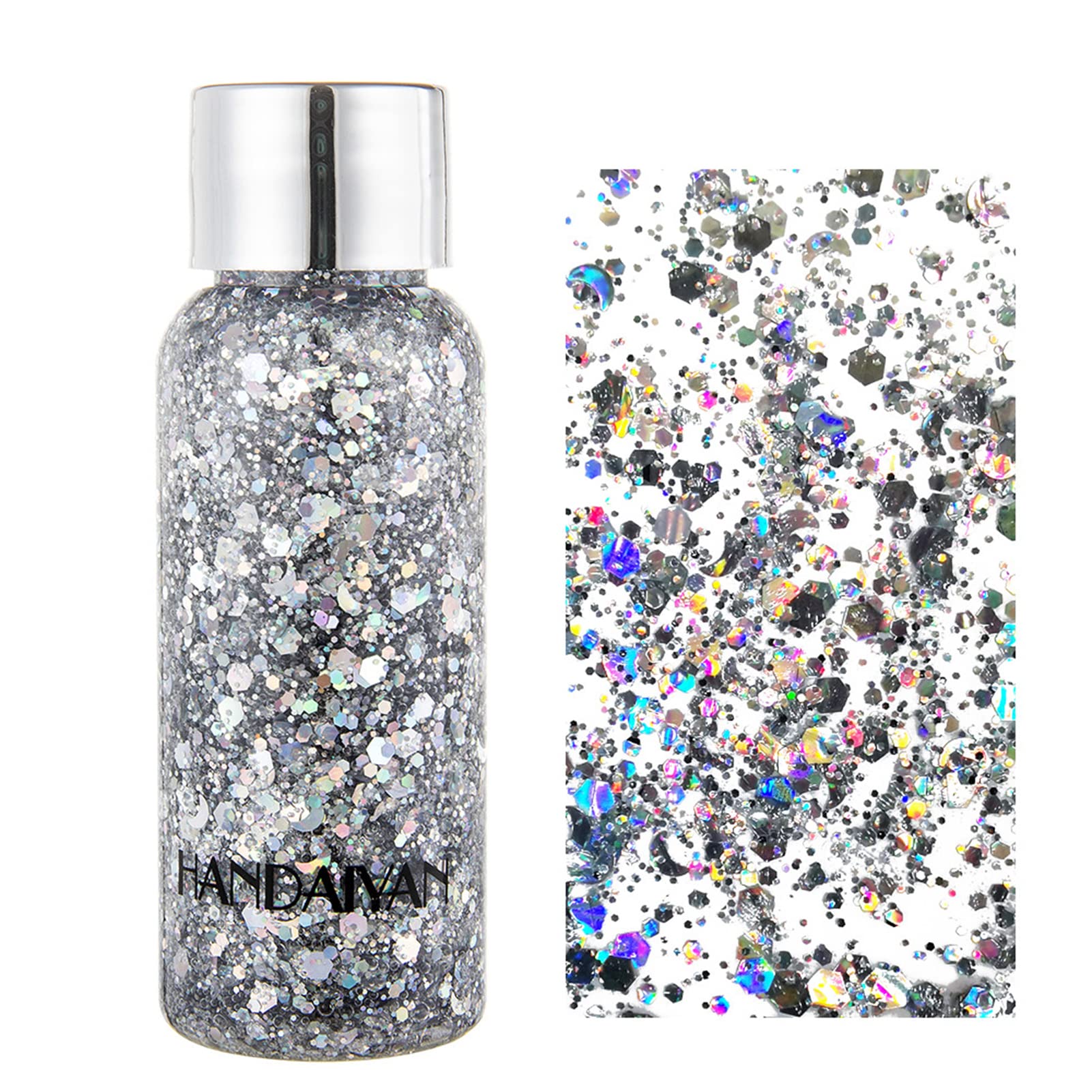 Layhou 35g Lentejuelas de sirena con purpurina líquida, Cara purpurina maquillaje, sombra de ojos, gel para el cuerpo Deslumbrante, festival accesorios, para de Ojos Maquillaje y Pelo Arte Corporal