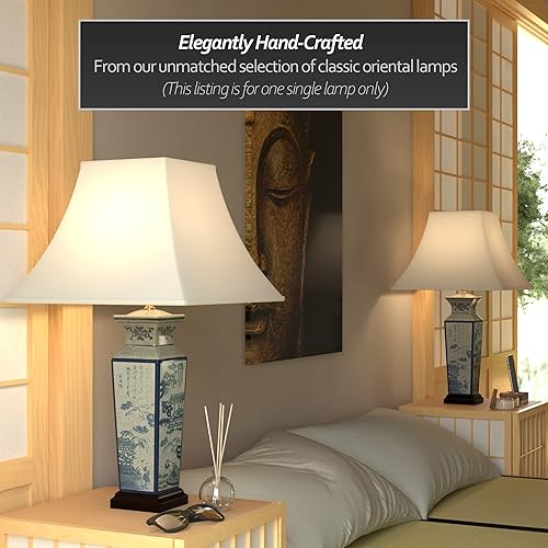 Miniatura 4 de Oriental Furniture - Lámpara de porcelana de paisaje azul de 26 pulgadas