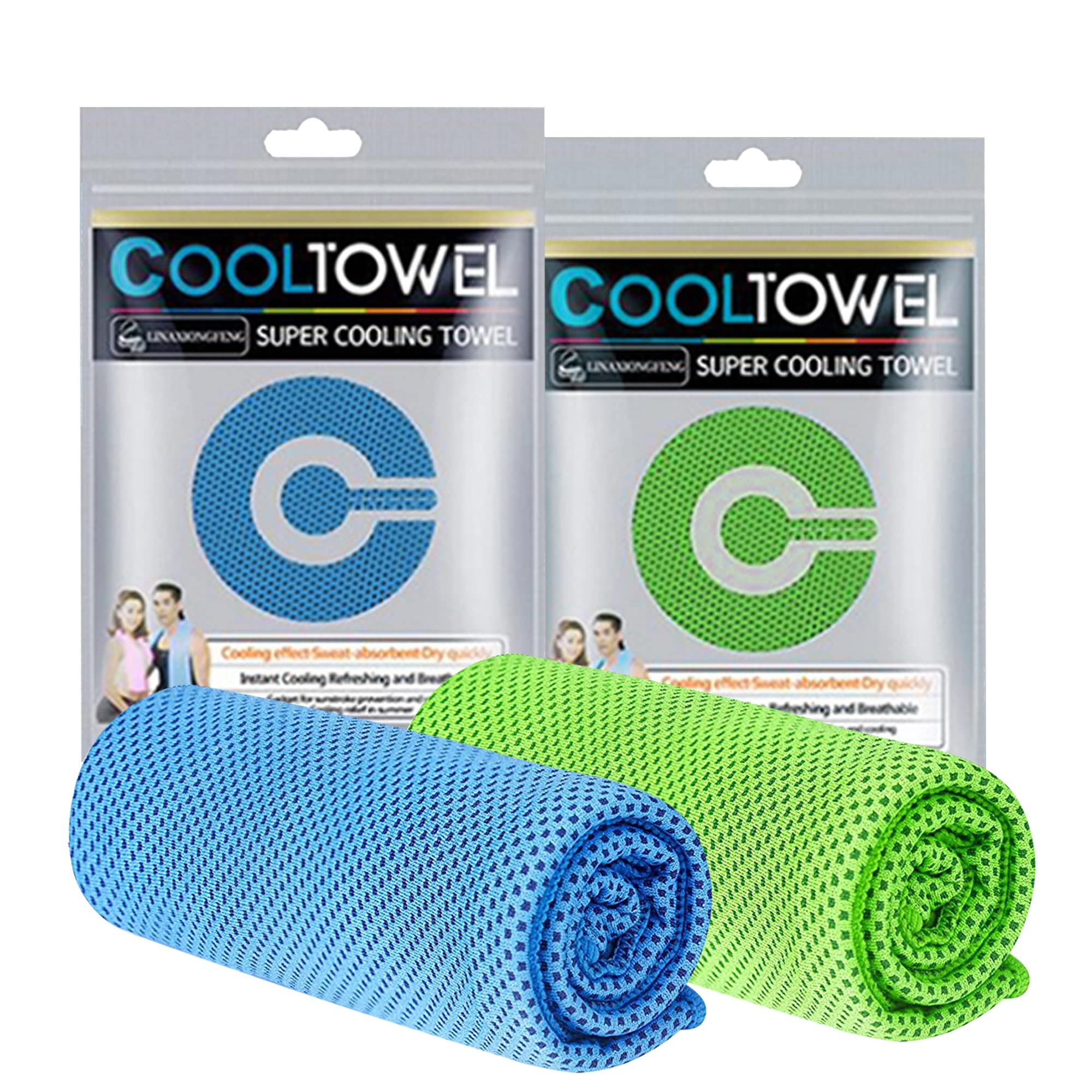 Yorfull Men's Blue Green Cooling Towels For Neck,Quick Drying Ice Towel Instant Cooling Relief,Soft Breathable Chilly Towel For Gym,Golf,Yoga,Camping,Running, Workout,And More Activities Blue