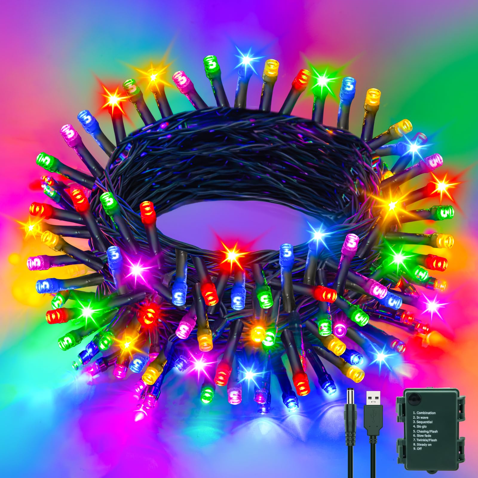cshare Multicoloured Fairy Lights Battery Operated, 6M 60LED Christmas String Lights with Timer, Waterproof for Garden Bedroom Mini Xmas Tree Indoor Outdoor Decorations