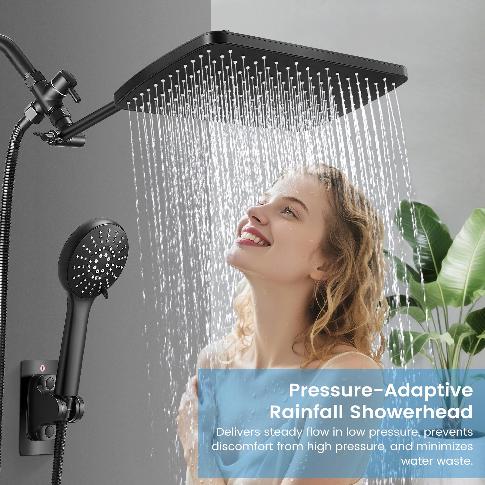 【SISANDI】 MIES BRAZILIAN rain shower RNDIOZD Shower Head with Handheld, High Pressure Black Rain Shower