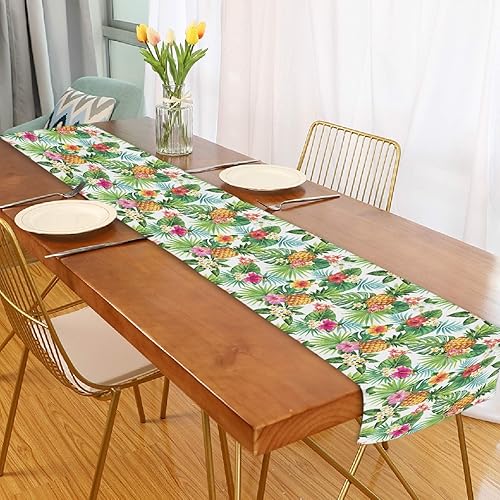 Miniatura 6 de Camino de mesa de piña tropical, hojas de palma, 70 pulgadas de largo, camino de mesa floral de verano para mesa de comedor, cocina, primavera,