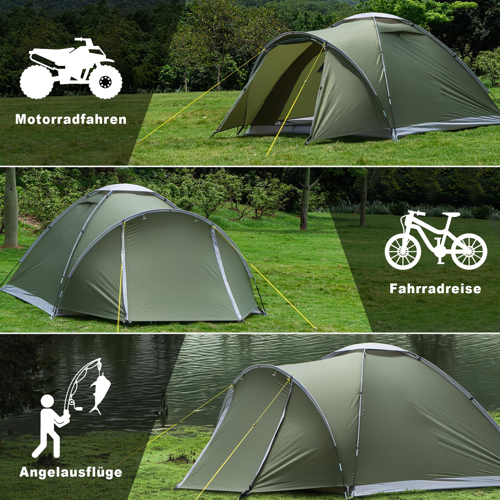 Zelt 2-4 Personen,Zelte Camping Zelt mit Vorzelt,5000mm wasserdichte Campingzelt für Reise Trekking Garten Kuppelzelt Ultraleichte Familienzelt Festivalzelt 2026 Upgrade