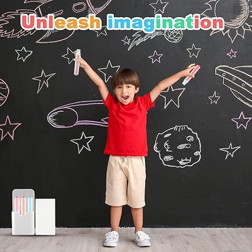 Miniatura 5 de lasuroa 12 tizas sin polvo para niños, tiza de color con soporte para bolígrafo, tiza para acera para niños, sin polvo, para niños, estudiantes,