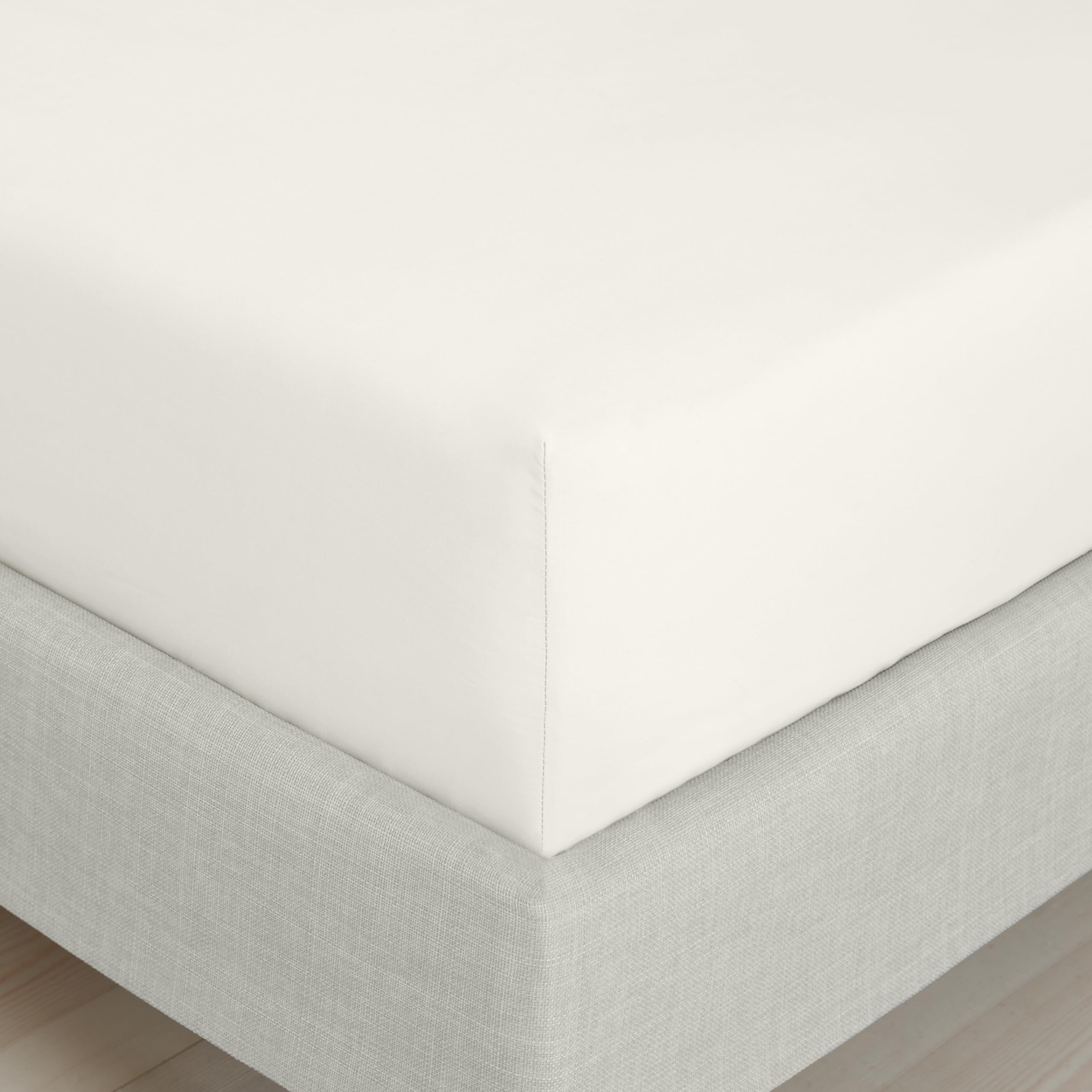 Rackhams Cream 200 Thread Count Cotton Percale Extra Deep Fitted Sheet - Double