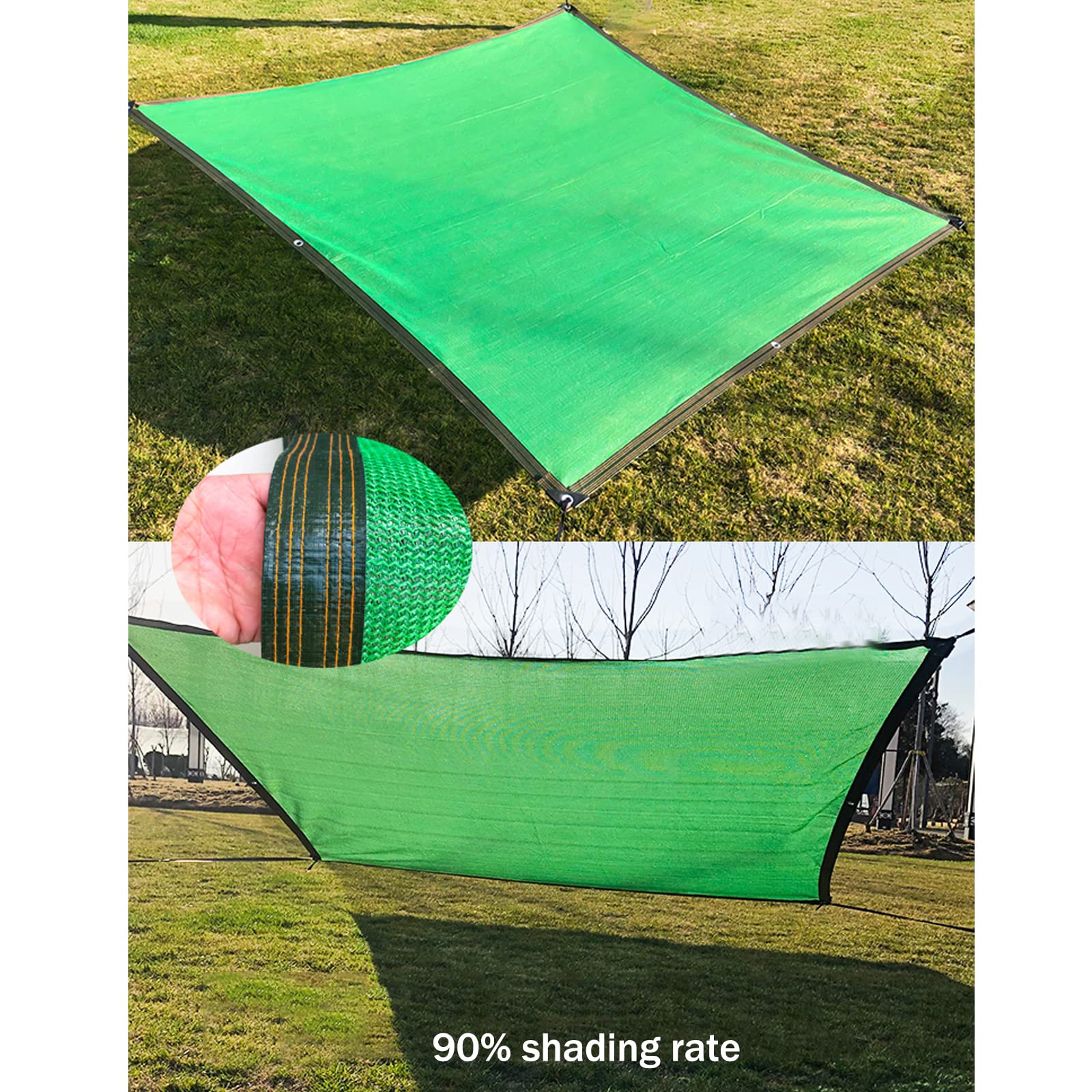 Red de Sombra,Malla Sombreadora de Tela Resistente a Los Rayos UV Verde,90% de Bloqueador Solar de Malla y Sun Shade Net a Prueba e dPolvo,Fácil de Colgar,para Exterior (4x6m/13x20ft)