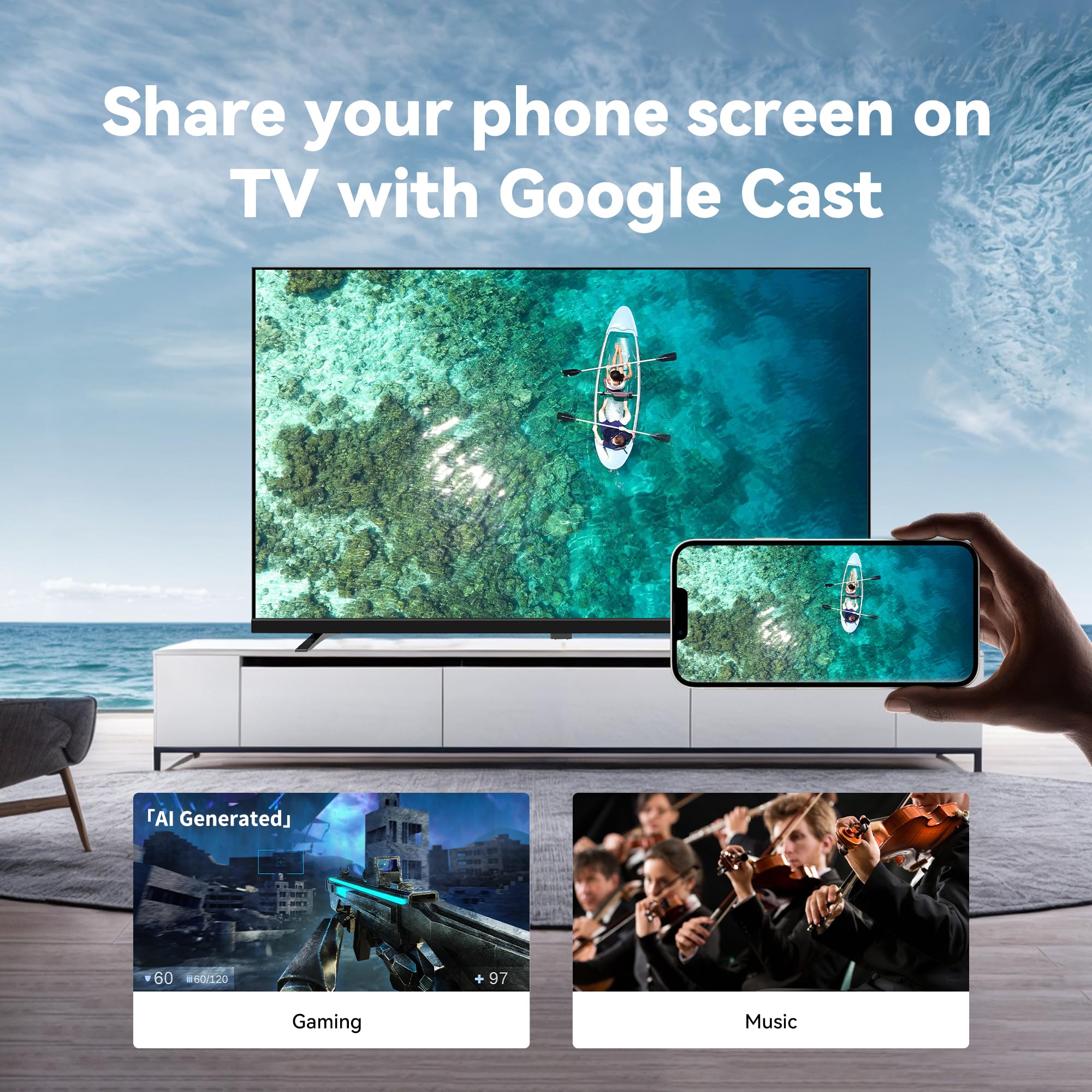 Amazon | FPD テレビ 40インチ FHD チューナーレステレビ Google TV