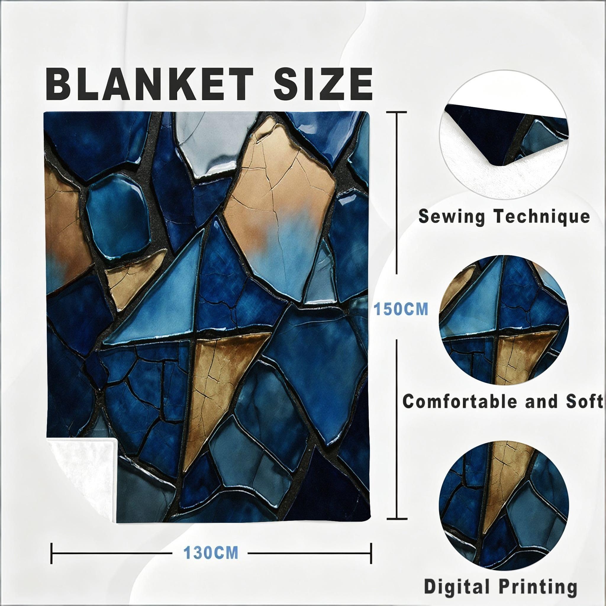 Coperta Pile Matrimoniale 240x260 cm Quadro Blu, Coperta XXL Super Morbida Multiuso Come Copriletto o Plaid da Salotto, Calda e Leggera, Protezione dal Freddo, AW7056