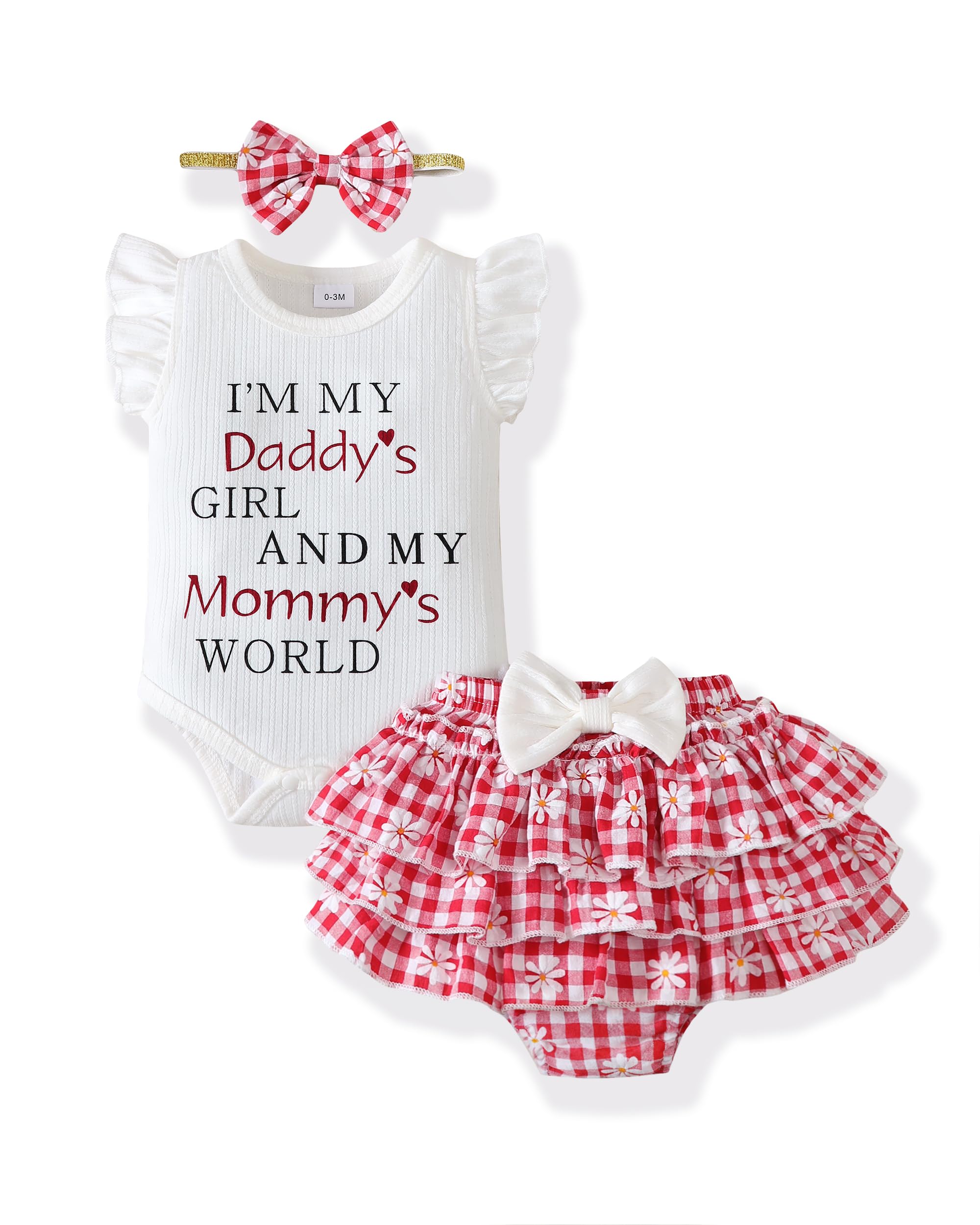 Mioglrie Newborn Infant Baby Girl Clothes Romper Shorts Set Floral Summer Outfits Cute Baby Clothes Girl 3-6 Months Cute Red