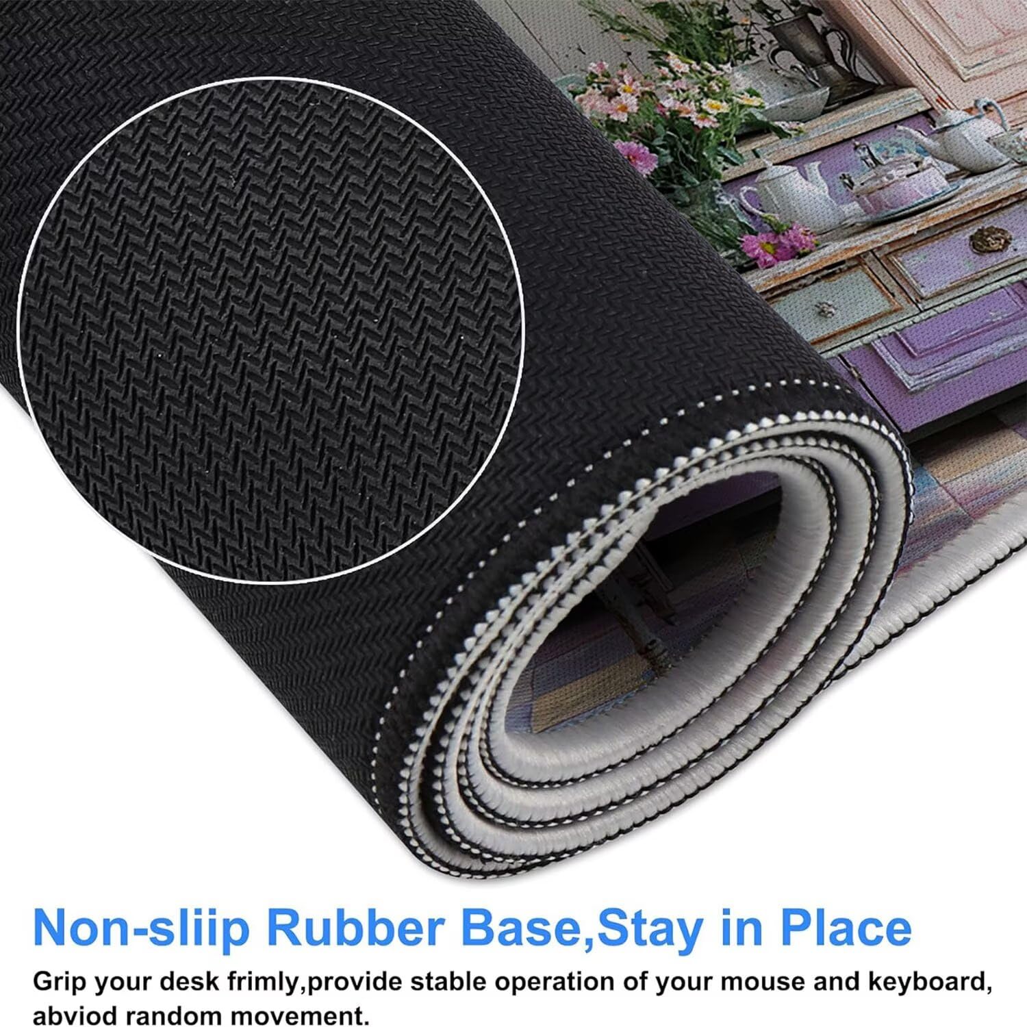 Alfombrilla Ratón, XXL 1200 x 600 mm Mouse Pad Grande Gaming, Alfombrilla Antideslizante,Tapete Escritorio con Bordes Cosidos, Desk Mat para Jugadores, Pc, Oficina Accesorios (Cocina) K-129