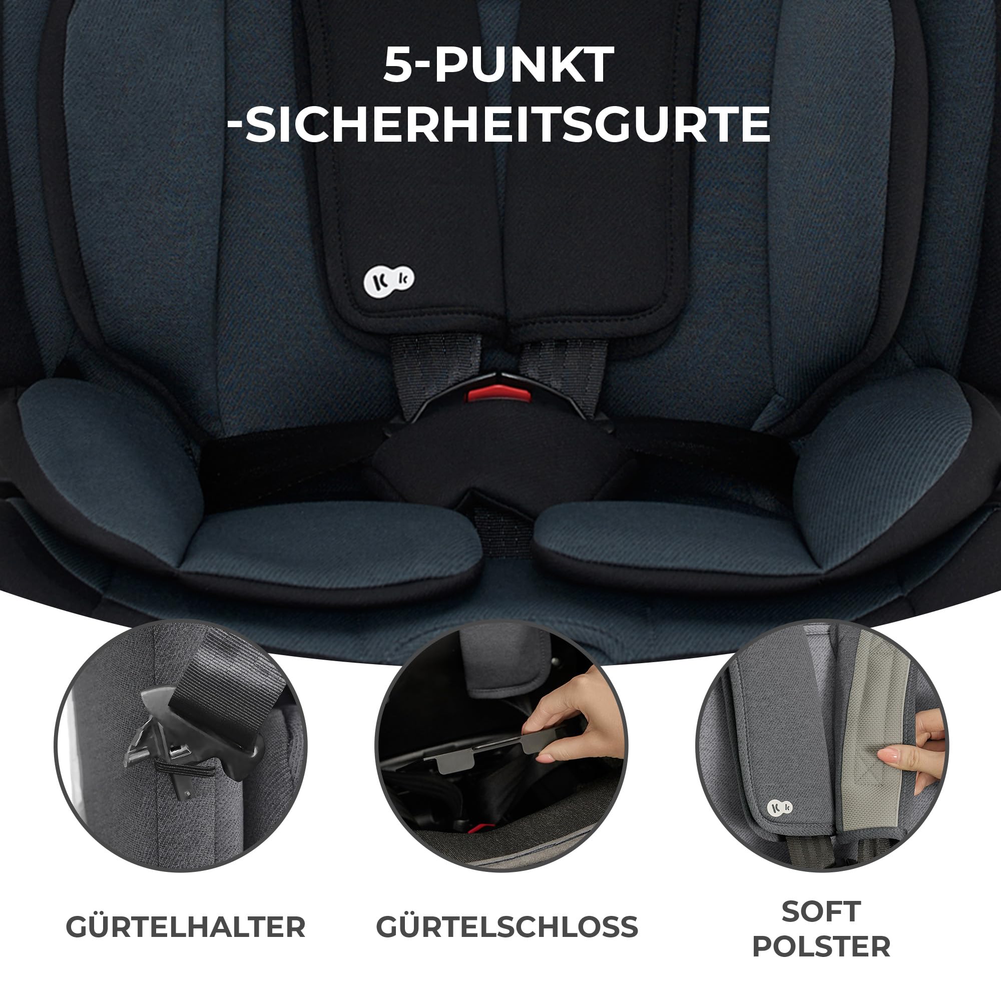 Kinderkraft ONETO3 I-SIZE 76-150 cm Kindersitz 9-36 kg, Kinderautositze mit isofix, Einstellung der Kopfstütze, spezielle Sicherheitssysteme, 5 punkt gurte, Einsatz im set, Schwarz