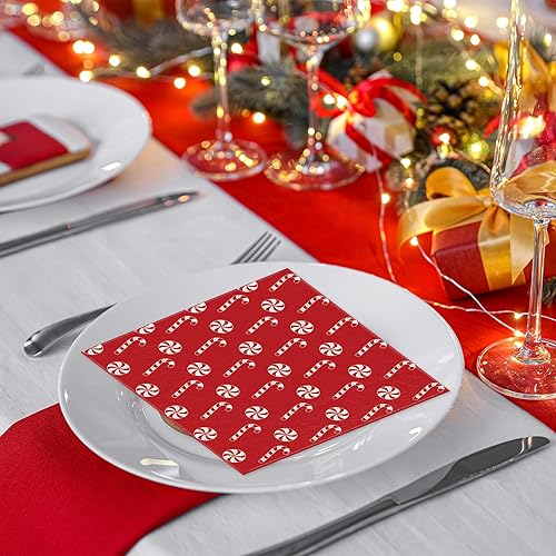 Miniatura 7 de 120 servilletas rojas de Navidad desechables de bastón de caramelo, servilletas de papel de Navidad, vacaciones, cóctel, cena, servilletas de