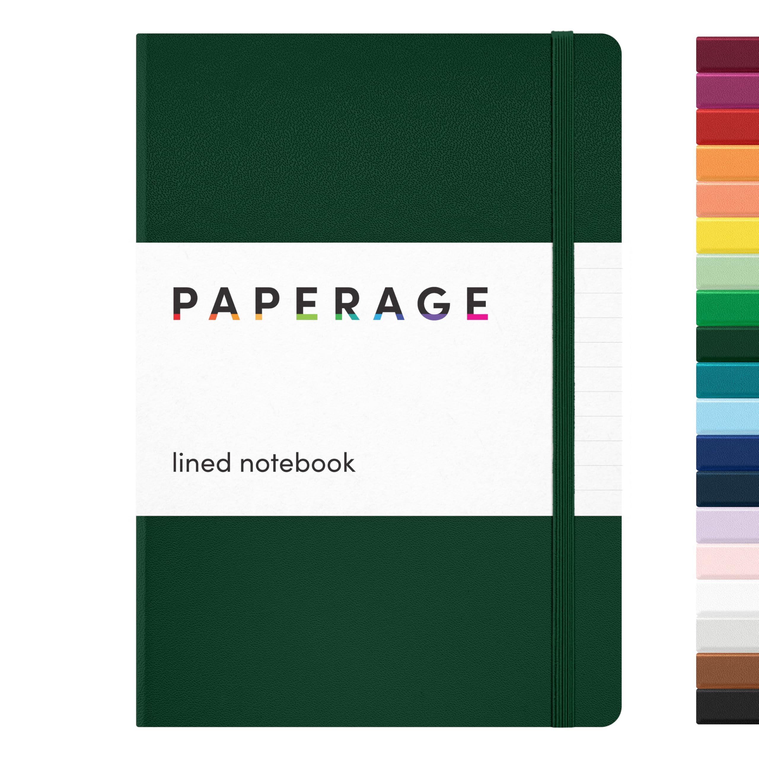PAPERAGE Lined Journal Notebook, (Dark Green), 160 Pages, Medium 5.6 in x 8 in - 100 GSM Thick Paper – Hardcover Journaling Notebook for Work, School & Note Taking