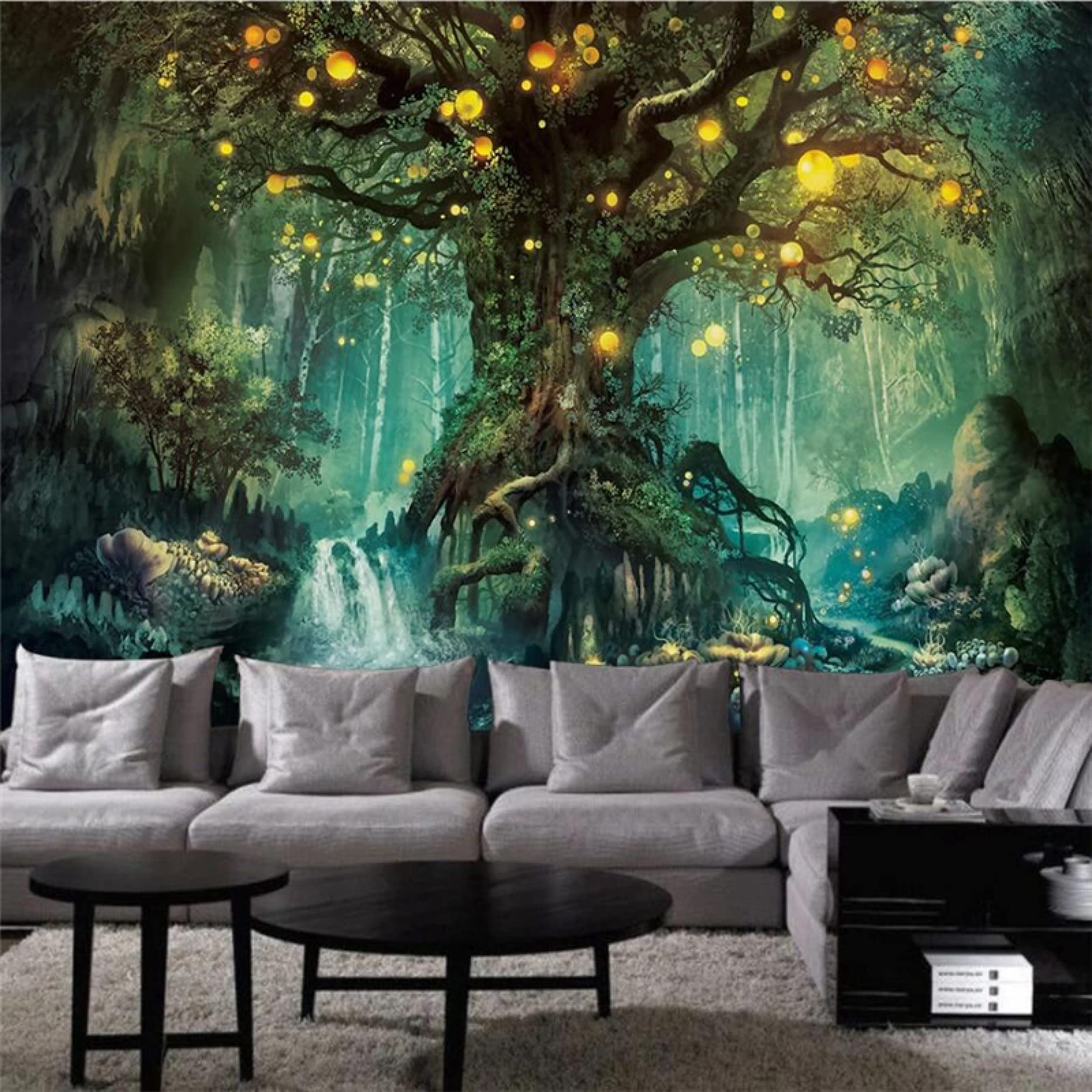 Tapeta ścienna zielona i drzewo szer. 200 x wys. 175 cm mural ścienny 3D tapeta naklejki do salonu sypialni niesamoprzylepne