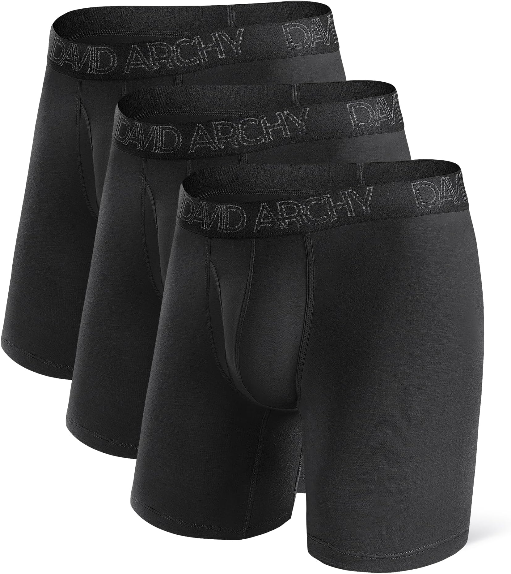 Mens Boxer Briefs 40S Bamboo Fibre Breathable Soft Men's Trunks with Open-Fly Long Underwear Boxer Shorts