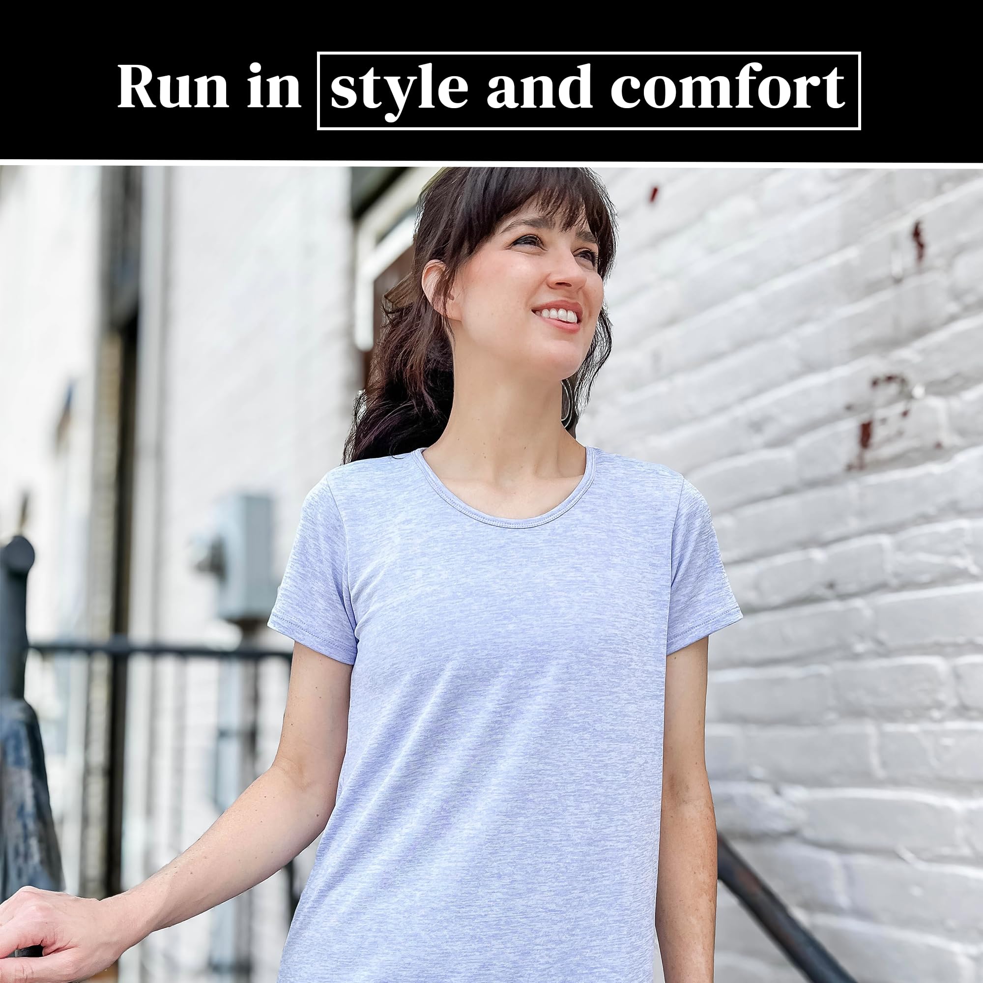 Damen-T-Shirt, Dry-Fit, feuchtigkeitsableitend, Rundhalsausschnitt, Sportbekleidung, Laufen, Yoga, Workout, Fitnessstudio, 5 Stück