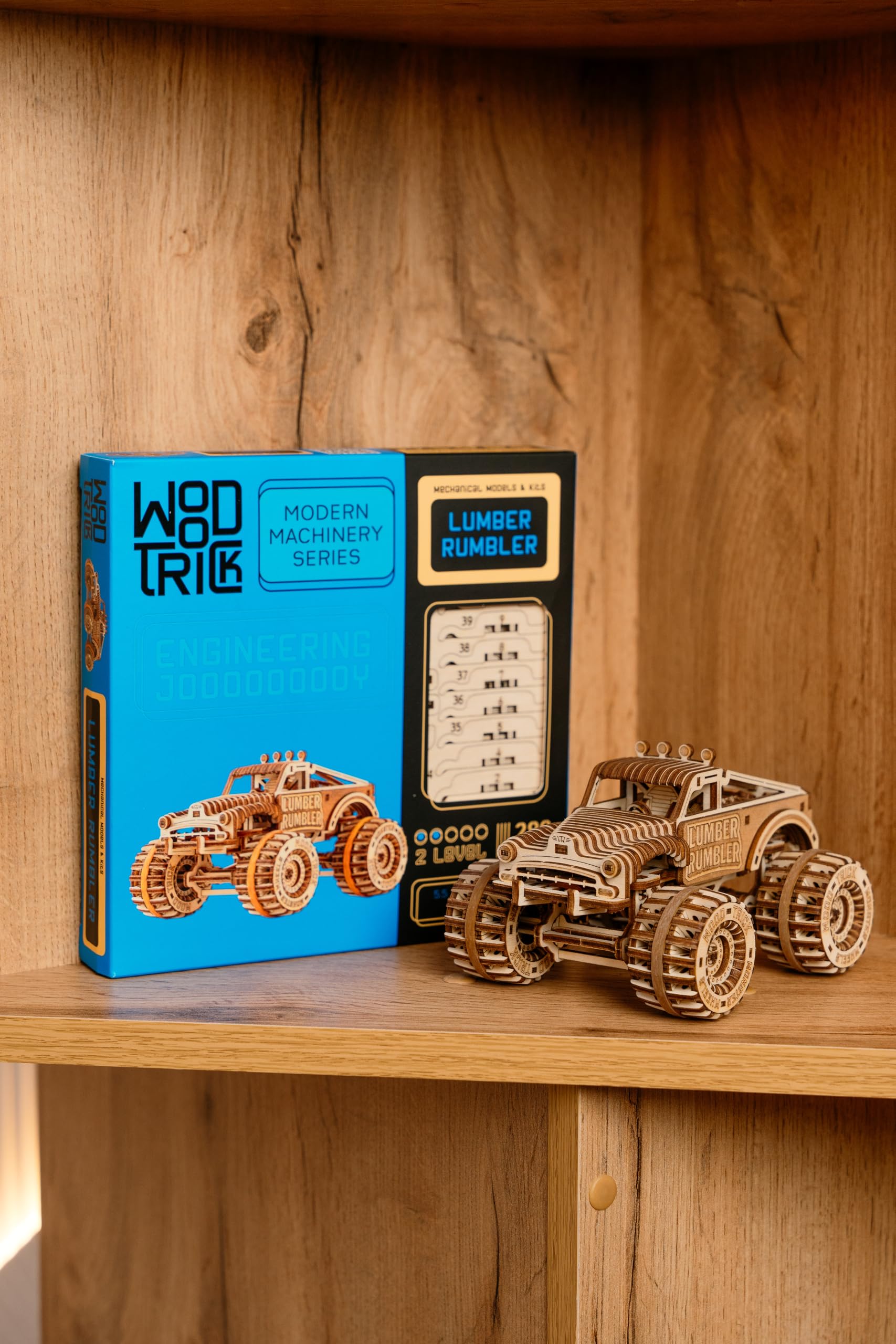 Wood Trick Lumber Rumbler Pickup Truck Auto 3D Holzpuzzles für Erwachsene zum Bauen – Fahrten bis zu 3,6 m – 14 x 10,9 cm – Modell-LKW-Bausatz zum Bauen für Erwachsene (Packung mit 2)
