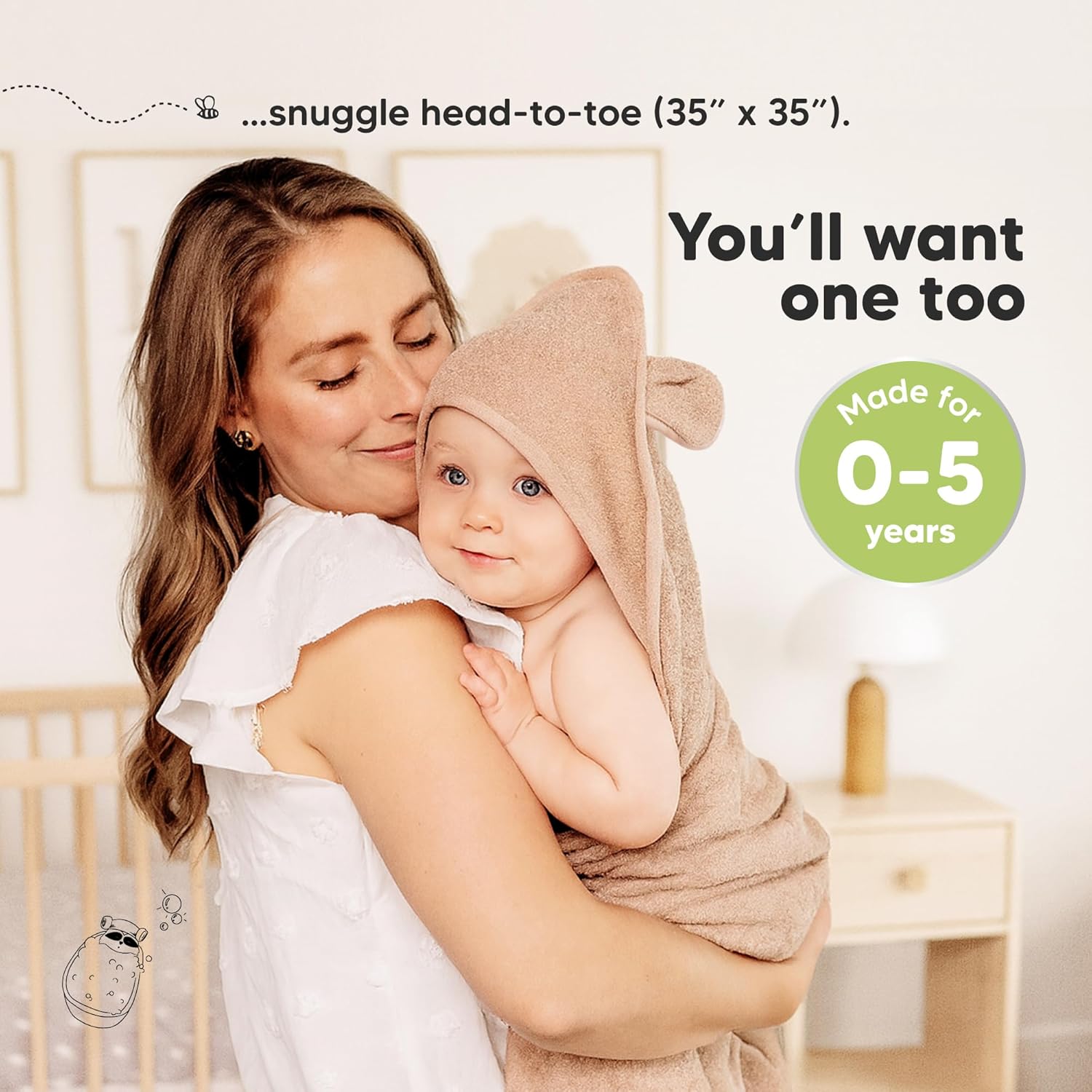 KeaBabies 2-Pack Hooded Baby Towels for Newborn and Baby Washcloths for Infants - 100% Soft and Absorbent for Newborns, Infant, Bath Cloth and Face Washcloths