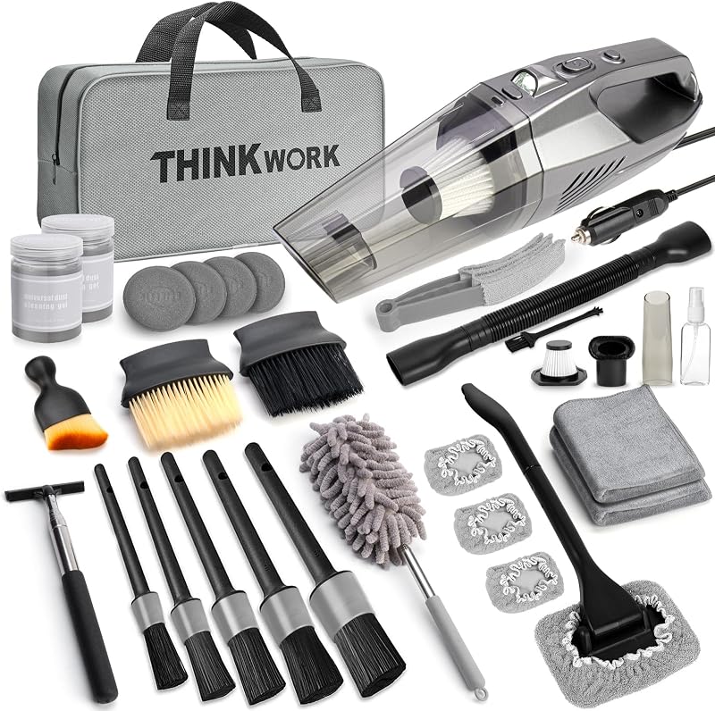 Car Cleaning Kit with High Power Vacuum,31PCS Car Detailing Kit | Complete Corded Vacuum Kit, 10PCS Detailing Brushes, Storage Bag, Car Cleaning Supplies for Gift, Car Accessories for Women