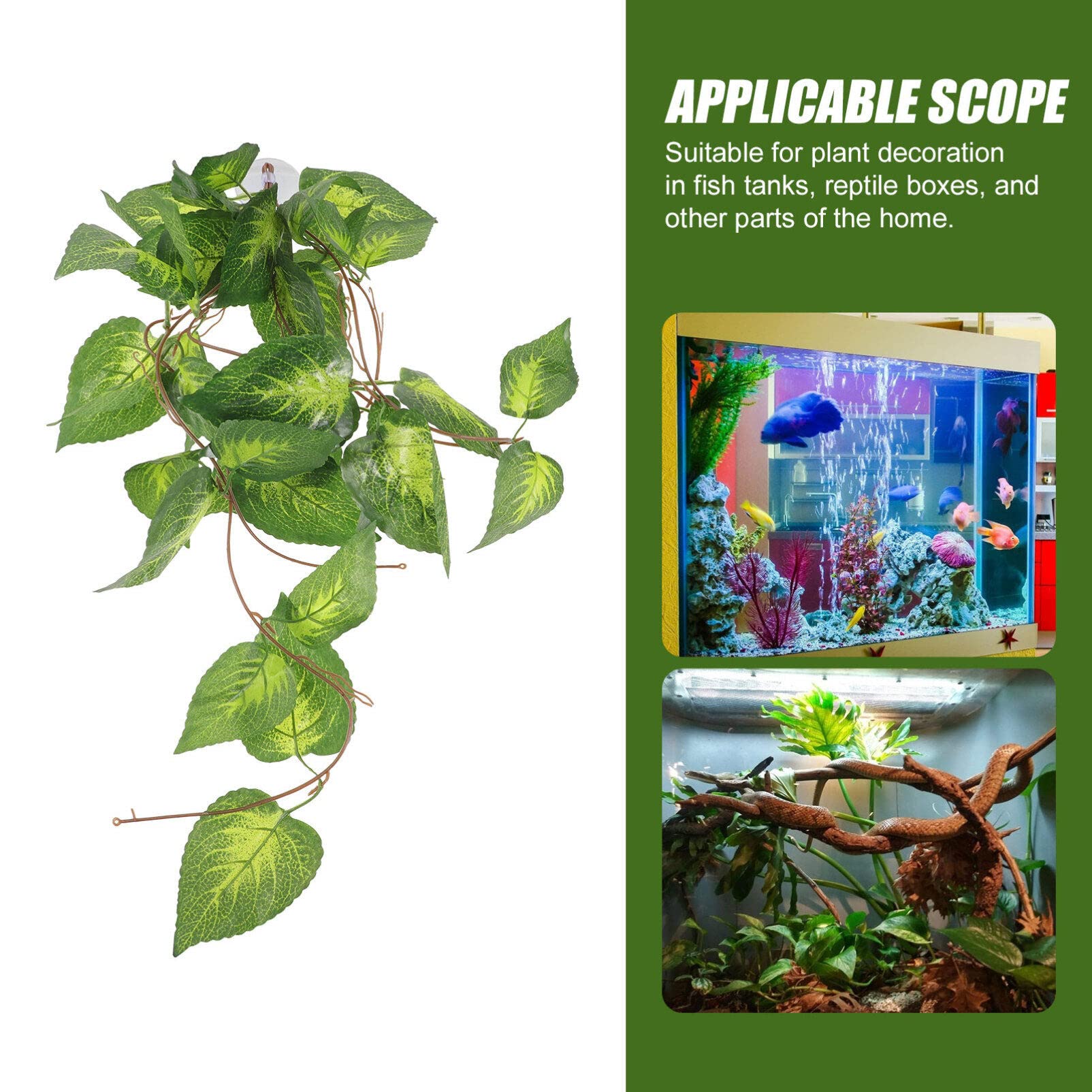 2 Piante Finte Per Terrario POPETPOP - Decorazioni Realistiche Per Rettili E Acquari - Foto 2