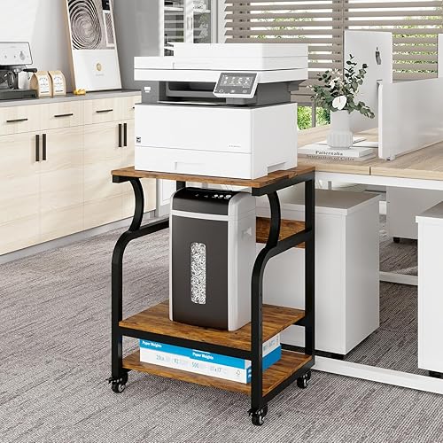 Miniatura 8 de Natwind Carrito de impresora grande de 3 niveles con estante ajustable, soporte móvil de 24 x 20 pulgadas para prensa de calor, impresora 3D,