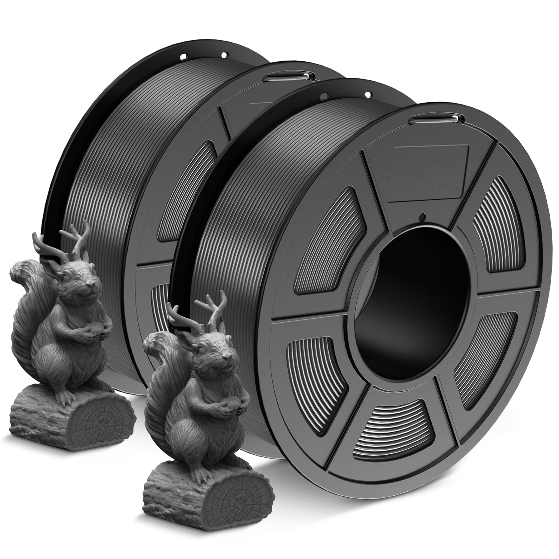 SUNLU PLA 3D Printer Filament, Neatly Wound PLA Filament 1.75 mm, Dimensional Accuracy +/- 0.02mm, Good Vacuum Packaging Consumables, PLA 2kg in Total, 1kg per Spool, Pack of 2, Grey+Grey