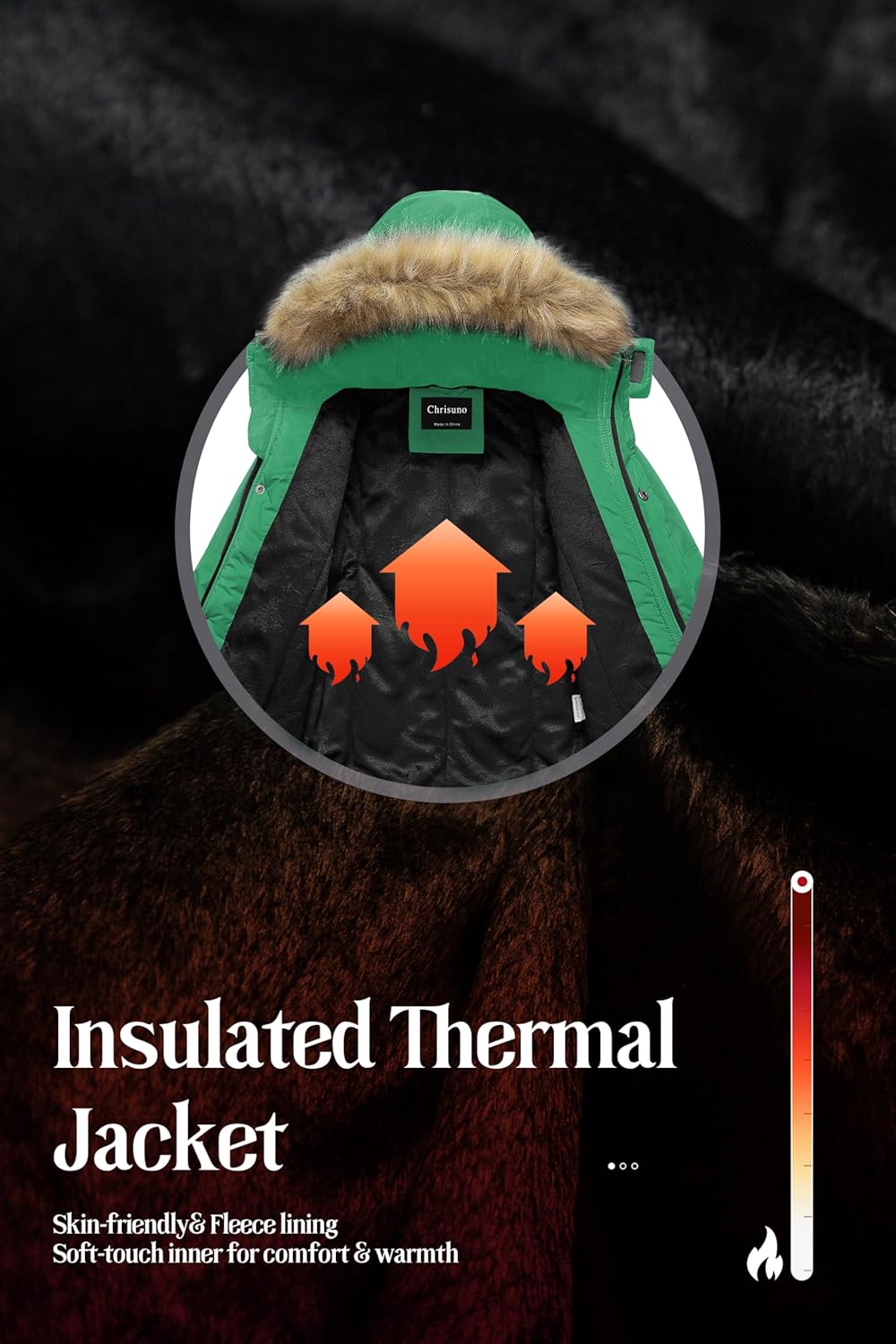 Chrisuno Boy's Med-length Parka Winter Coat Waterproof Outwear Ski Snow Jackets Thick Padded Insulated Windbreaker - Image 3