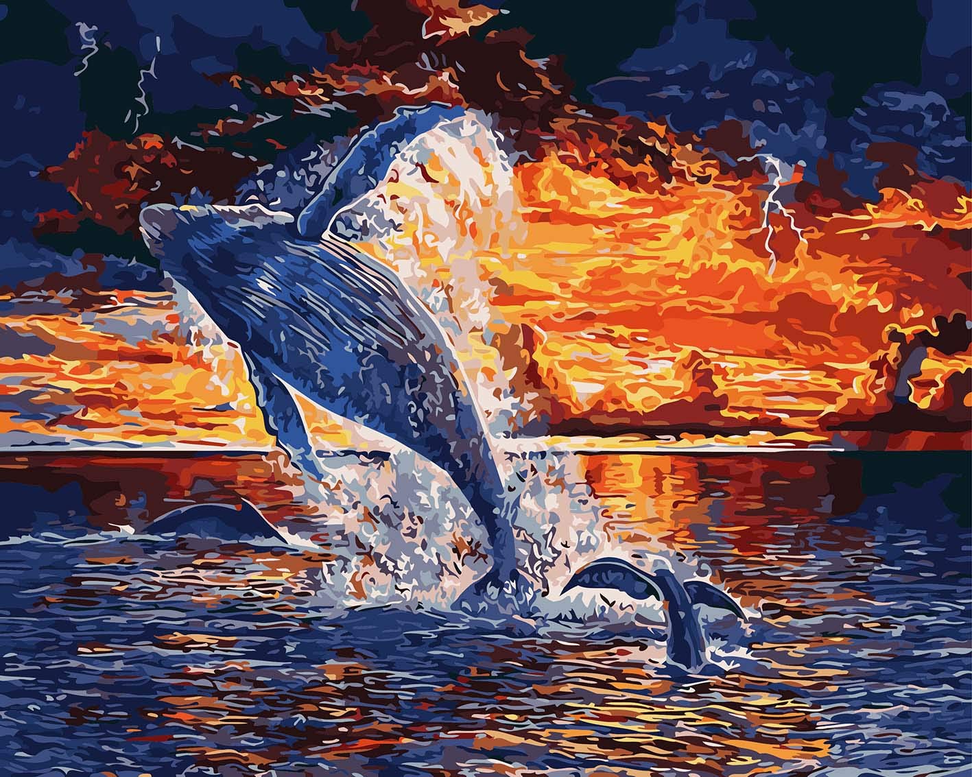 WOWDECOR Art Supplies Dolphin Animals Ocean DIY Paint by Numbers Kits 40 x 50cm with Painting Brushes Canvas (Framed) — image 1