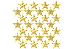 PAGOW 30pcs Gold Star Iron on Patch, Sew on Star Embroidered Patches