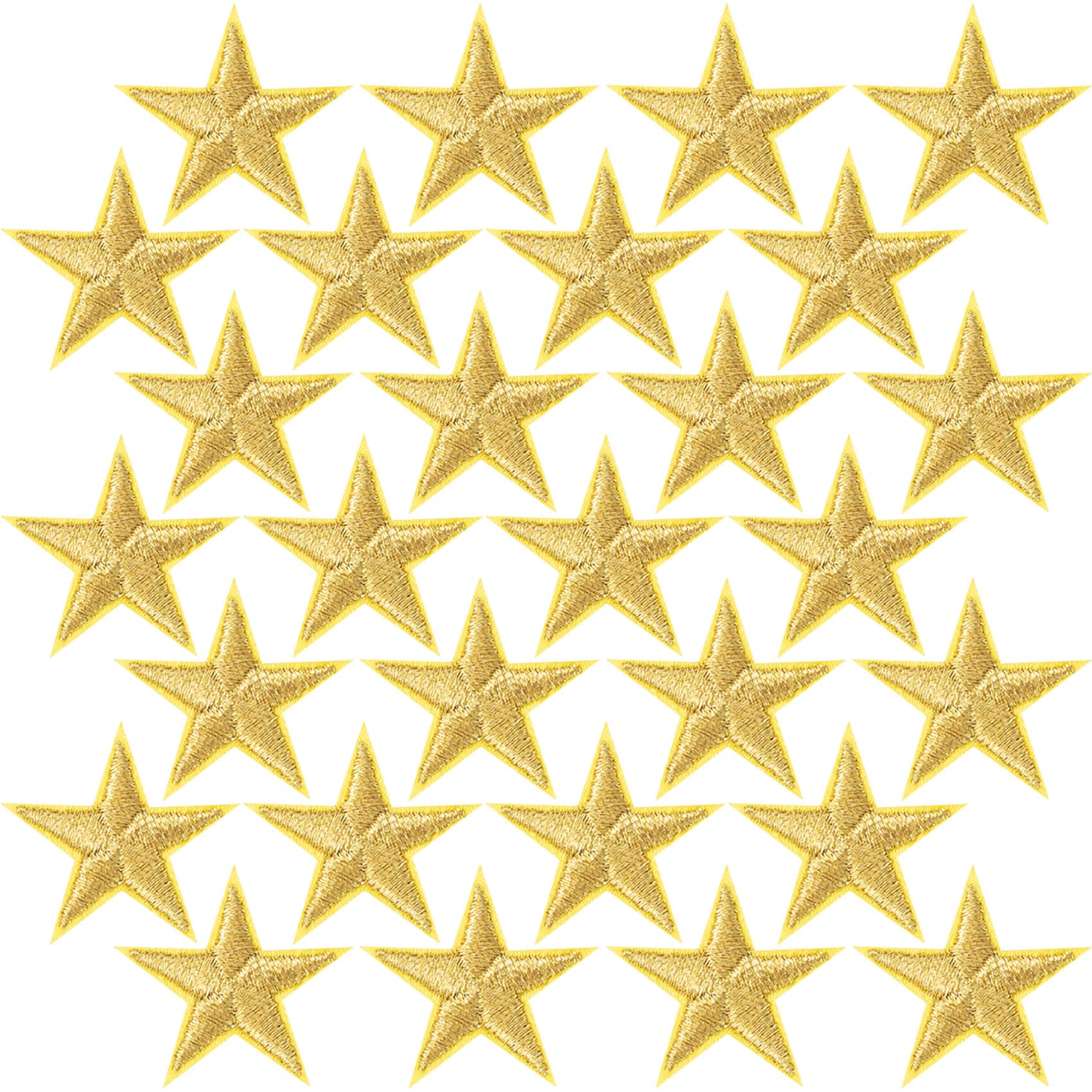 PAGOW 30 piezas de parche termoadhesivo de estrella dorada para coser, parches bordados de estrella, parches termoadhesivos para tela, apliques, adornos, parches de estrella para sombreros, chaquetas, ropa, mochilas, decoración y reparación, dorado 1