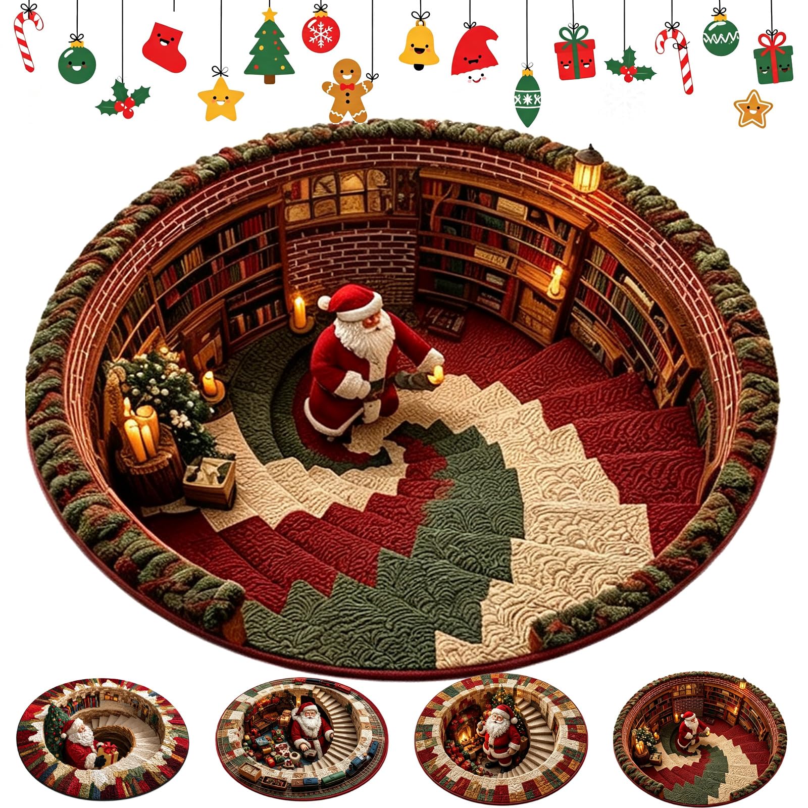3D Christmas Rugs, 3D Rugs Optical Illusion Christmas (J,40in)