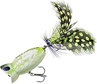 Vista 4 de Arbogast Señuelo de pesca Hula Popper 2.0 Topwater con gancho agudo emplumado y cuerpo de patrón de grietas