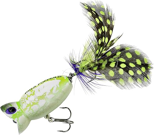 Miniatura 3 de Señuelo de pesca Hula Popper 2.0 Topwater con gancho agudo emplumado y cuerpo de patrón de grietas