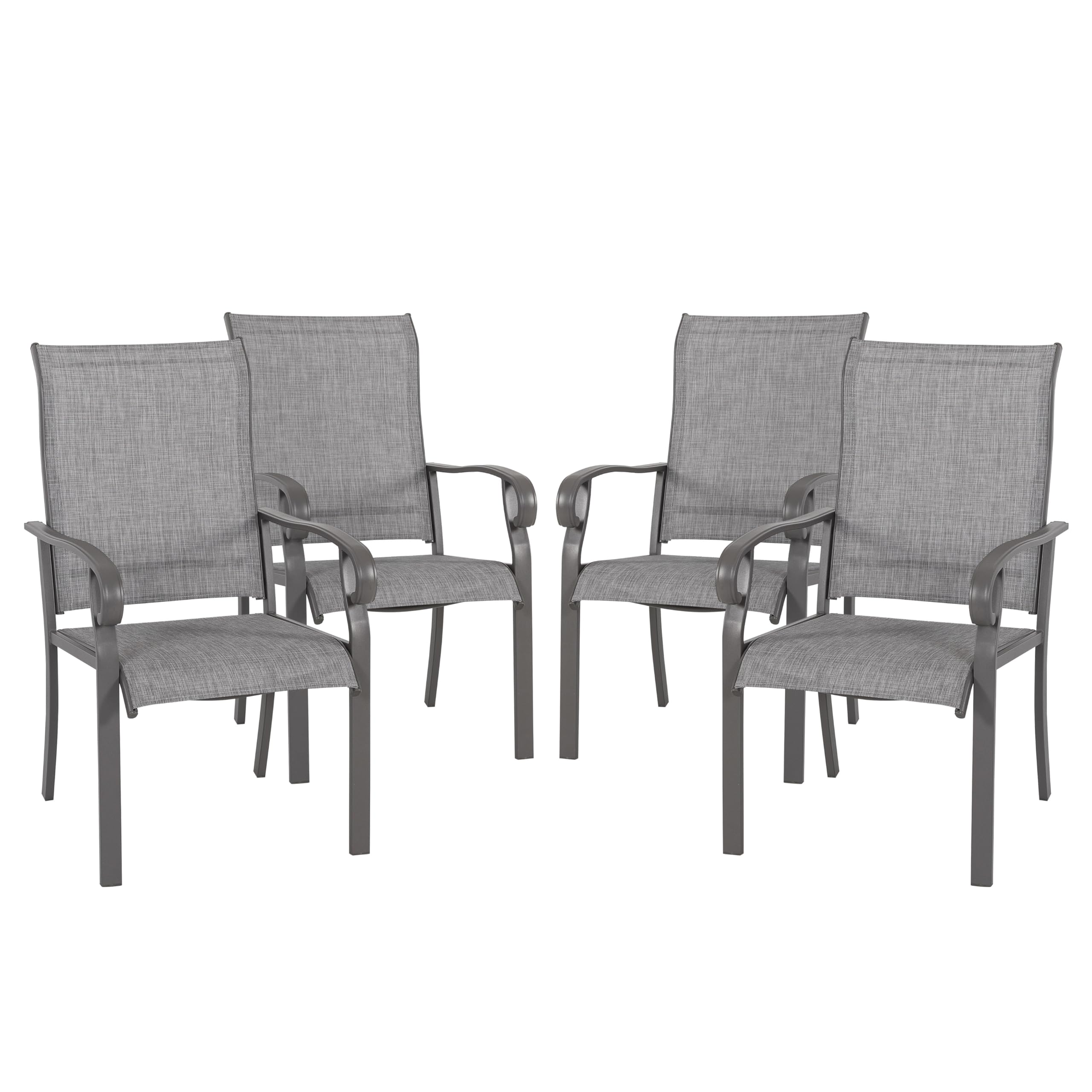 NUU GARDEN Patio Dining Chairs Set of 4, All Weather Textilene Patio Chairs,Powder-Coated Metal Frame Outdoor Patio Bistro Dining Chairs for Lawn