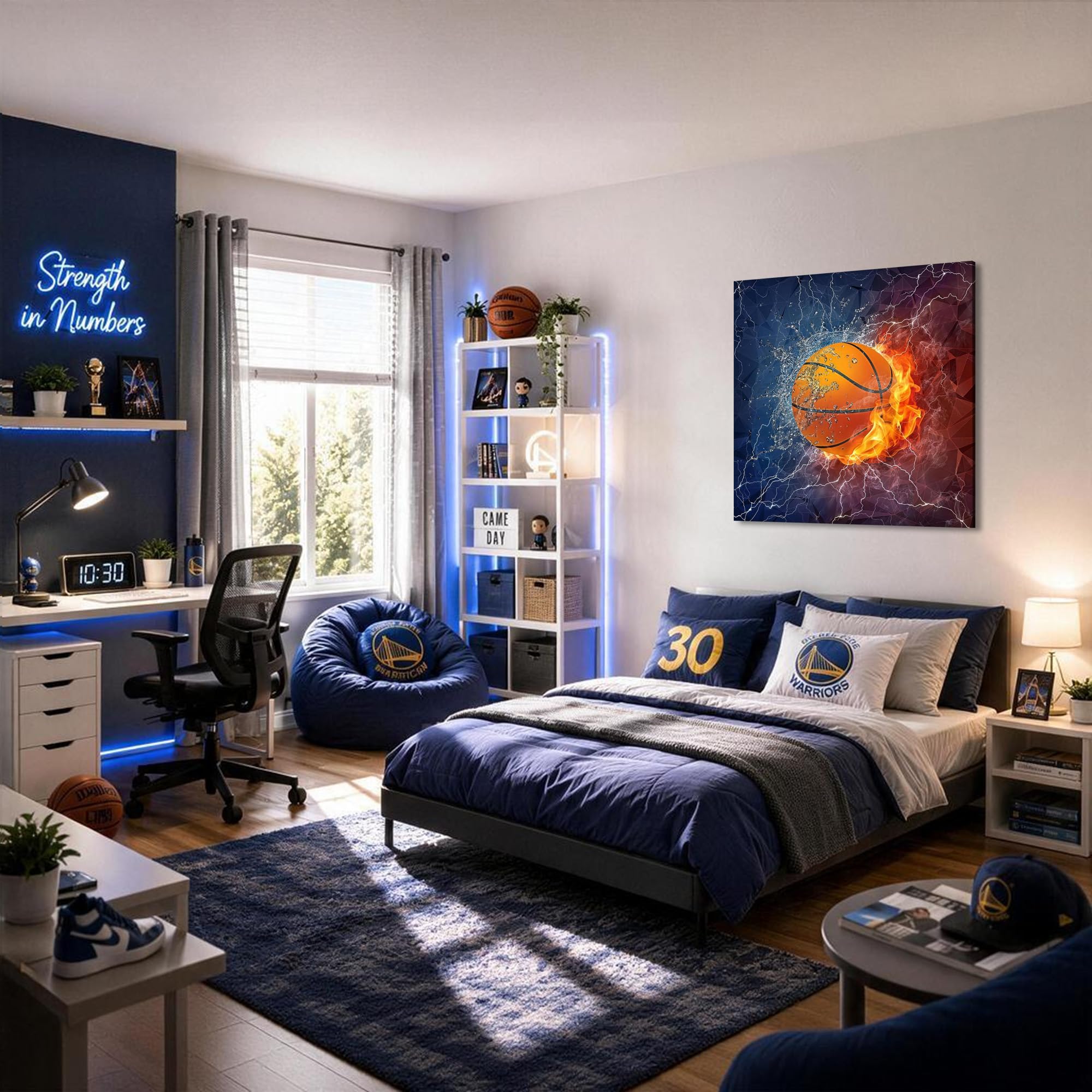 Amazon.com: Abstract Basketball Canvas Wall Art, Sports Room Decor