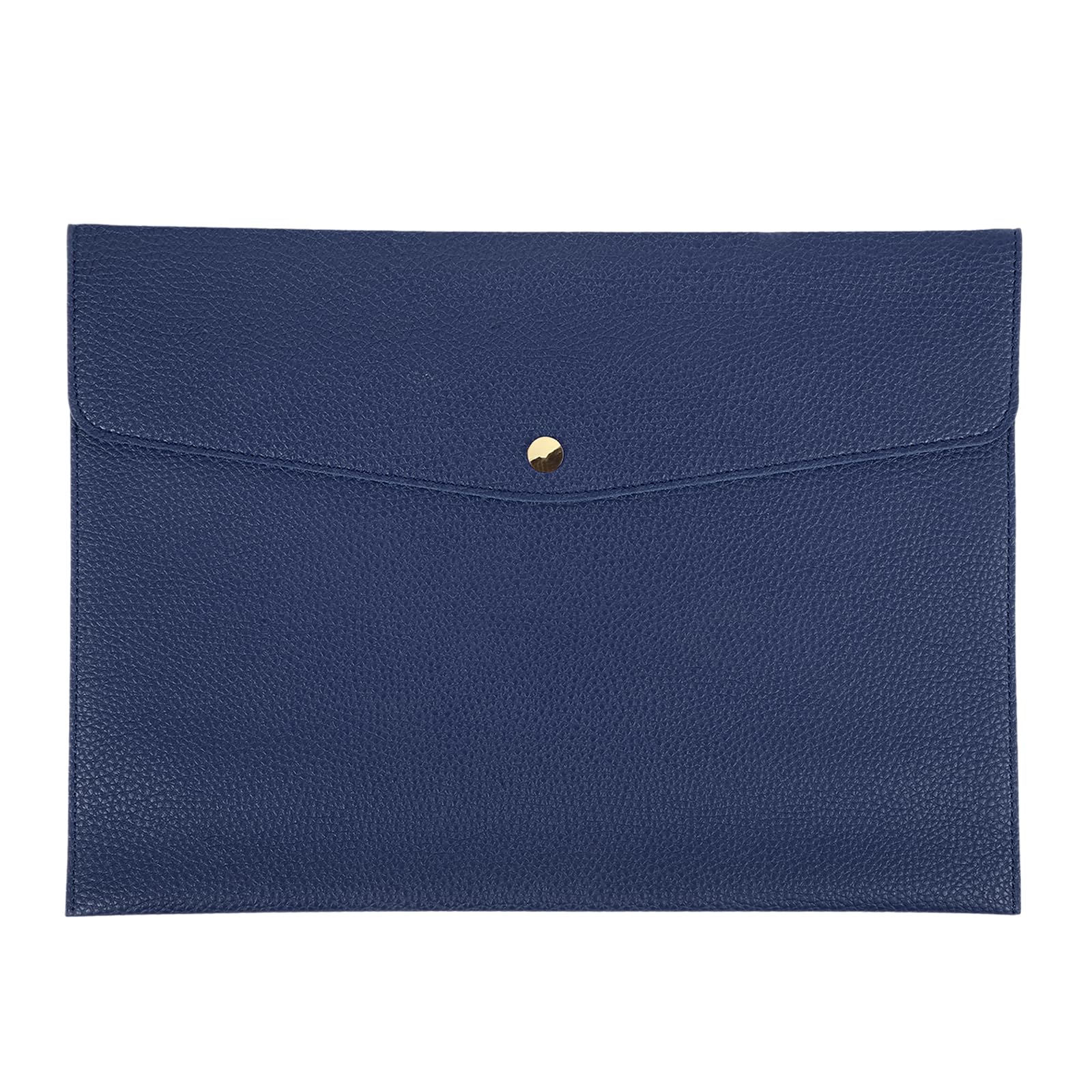 PATIKIL PU Leather A4 File Folder, Document Holder Envelope Waterproof Litchi Texture Filing Organizer Portfolio Folder Case with Magnetic Snap Closure for Home Office, Dark Blue