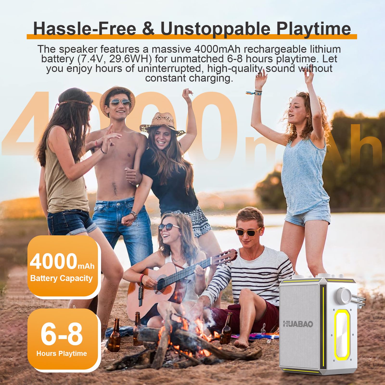 Tragbarer Bluetooth-Karaoke-Lautsprecher mit 2 kabellosen Mikrofonen, RGB-Beleuchtung, Höhen- und Bassregelung, Stimmeffekten, AUX/USB/TF/OTG/6,5-mm-Eingang, Party-Lautsprecher (weiß)