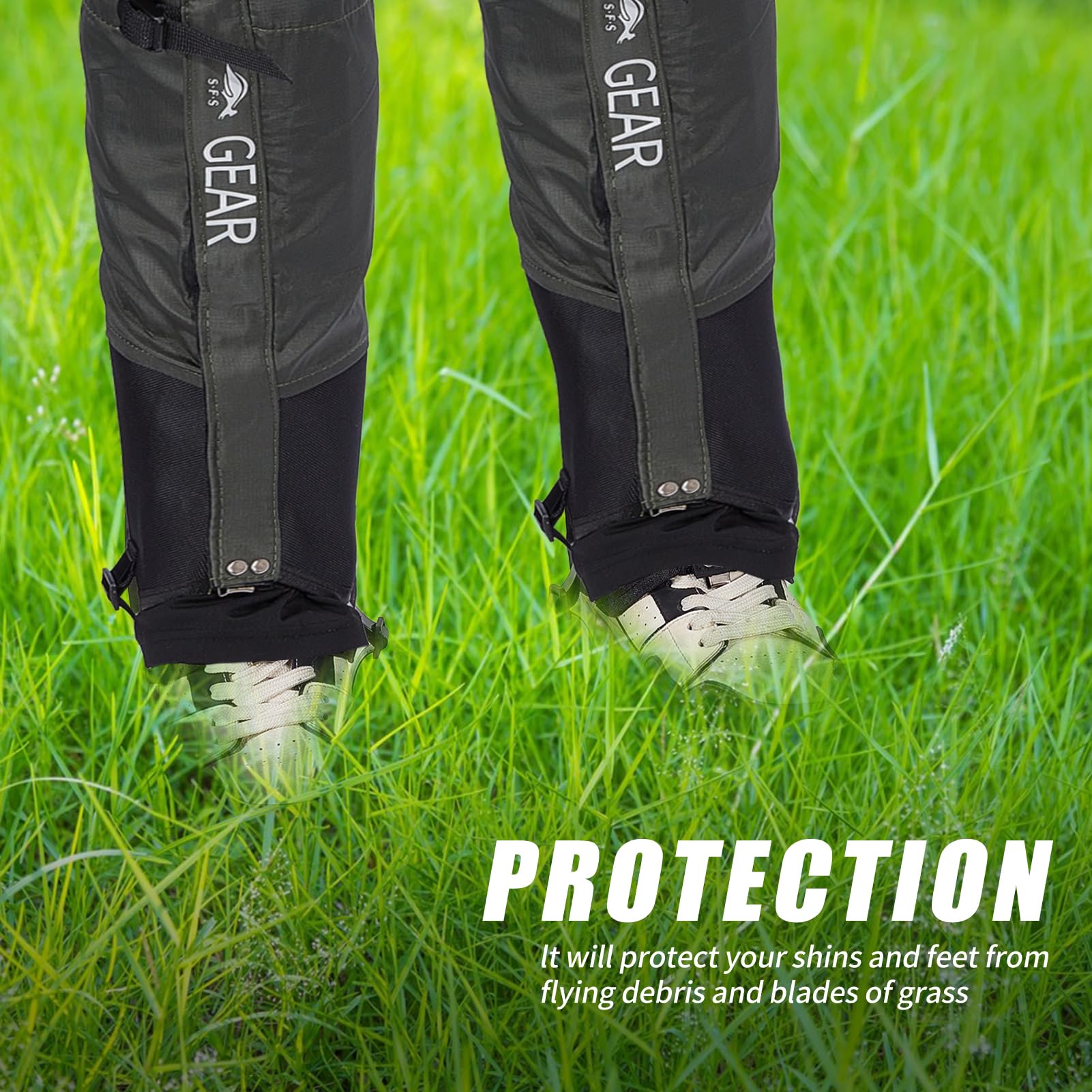 NICENEEDED Polainas de Nailon Ajustables para Piernas, Protectores de Piernas Impermeables para Senderismo con Protección contra Mordeduras, Polainas Transpirables para Piernas