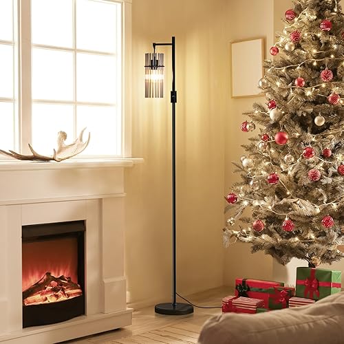Miniatura 8 de Lámparas de pie industriales para sala de estar, lámpara de pie regulable, lámparas de pie modernas con pantalla de cristal, interruptor giratorio,