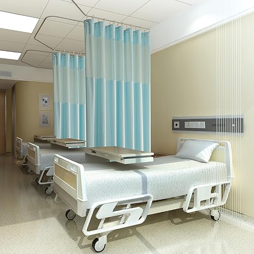 Miniatura 7 de Cortina de hospital de 5 pies de ancho x 8 pies de alto, privacidad médica ignífuga inherente, cortinas médicas divisoras de habitación con ojales