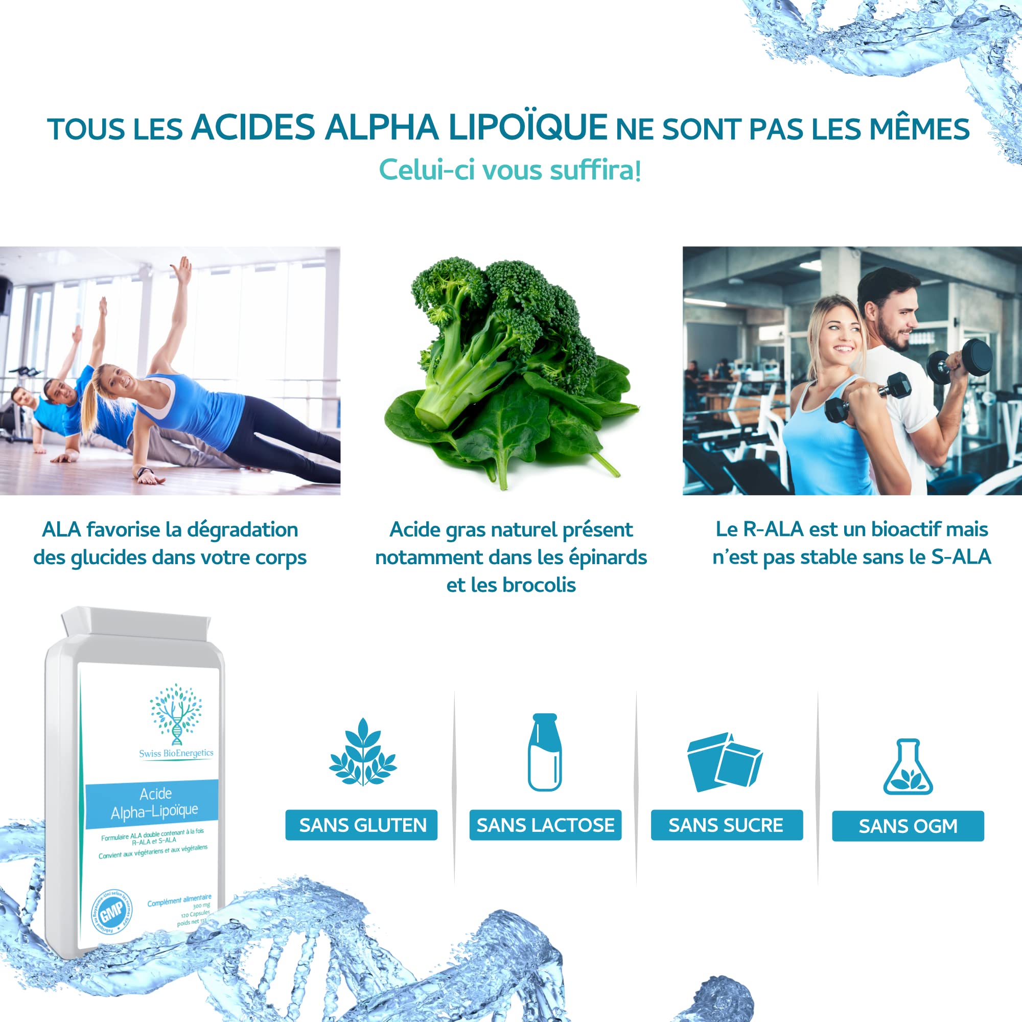 Acide alpha lipoïque 300 mg 120 comprimés - ALA double (à la fois R-ALA et S-ALA) - Fabriqué au Royaume-Uni