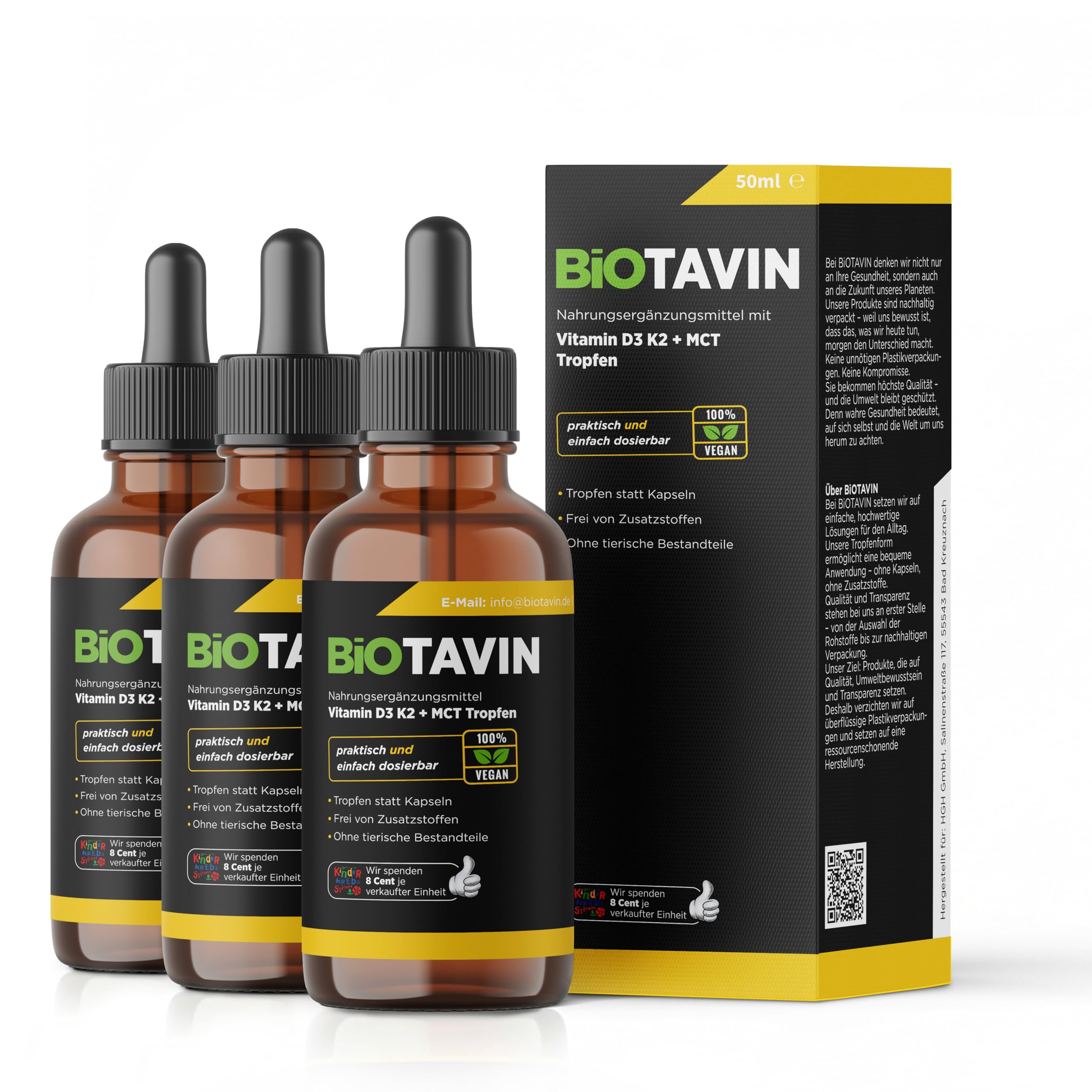 Vitamina D3K2 gotas con aceite MCT 50 ml (3 x 50 ml) | por porción diaria de 1000 UI – fácilmente dosificable con pipeta – Para corazón, circulación, huesos, sistema inmunológico y músculos |