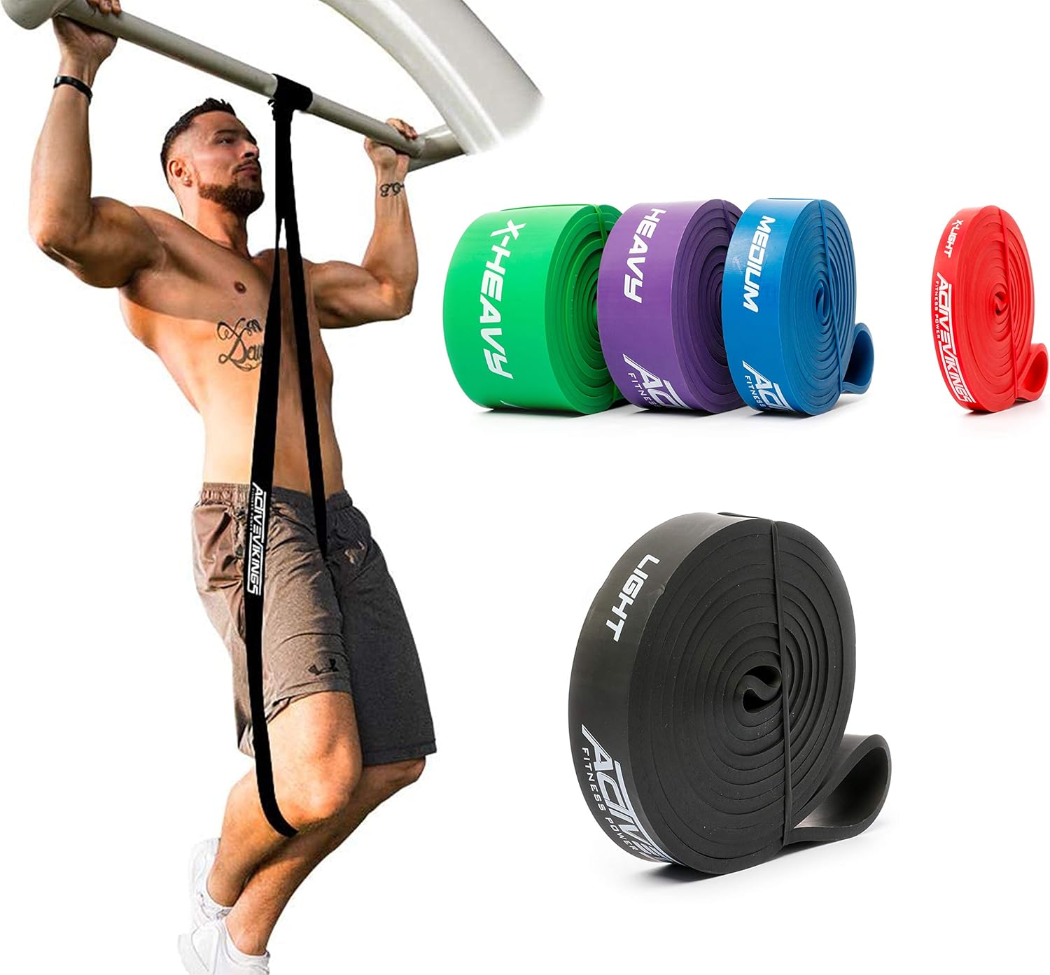 Fasce Elastiche ActiveVikings Per Allenamento - Set Per Pull-Up, Fitness E Sviluppo Muscolare - Foto 13