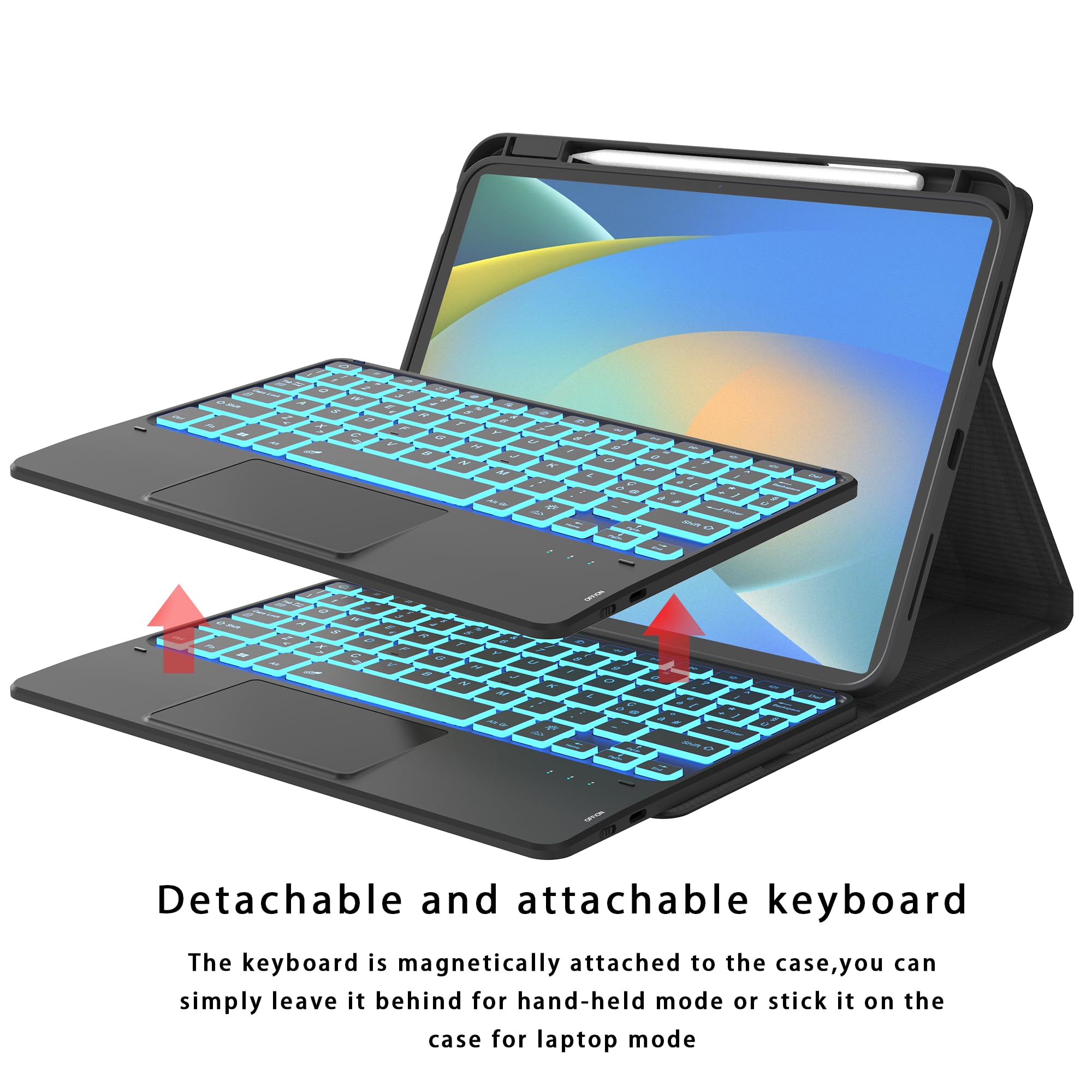 Tastiera per iPad 10 Generazione 10.9'' 2022, Cover con Tastiera per iPad 11 Pollici (A16, 2025) : Italiano QWERTY con 7 Colori Illuminato & Touchpad intelligente, Senza fili Staccabile Custodia